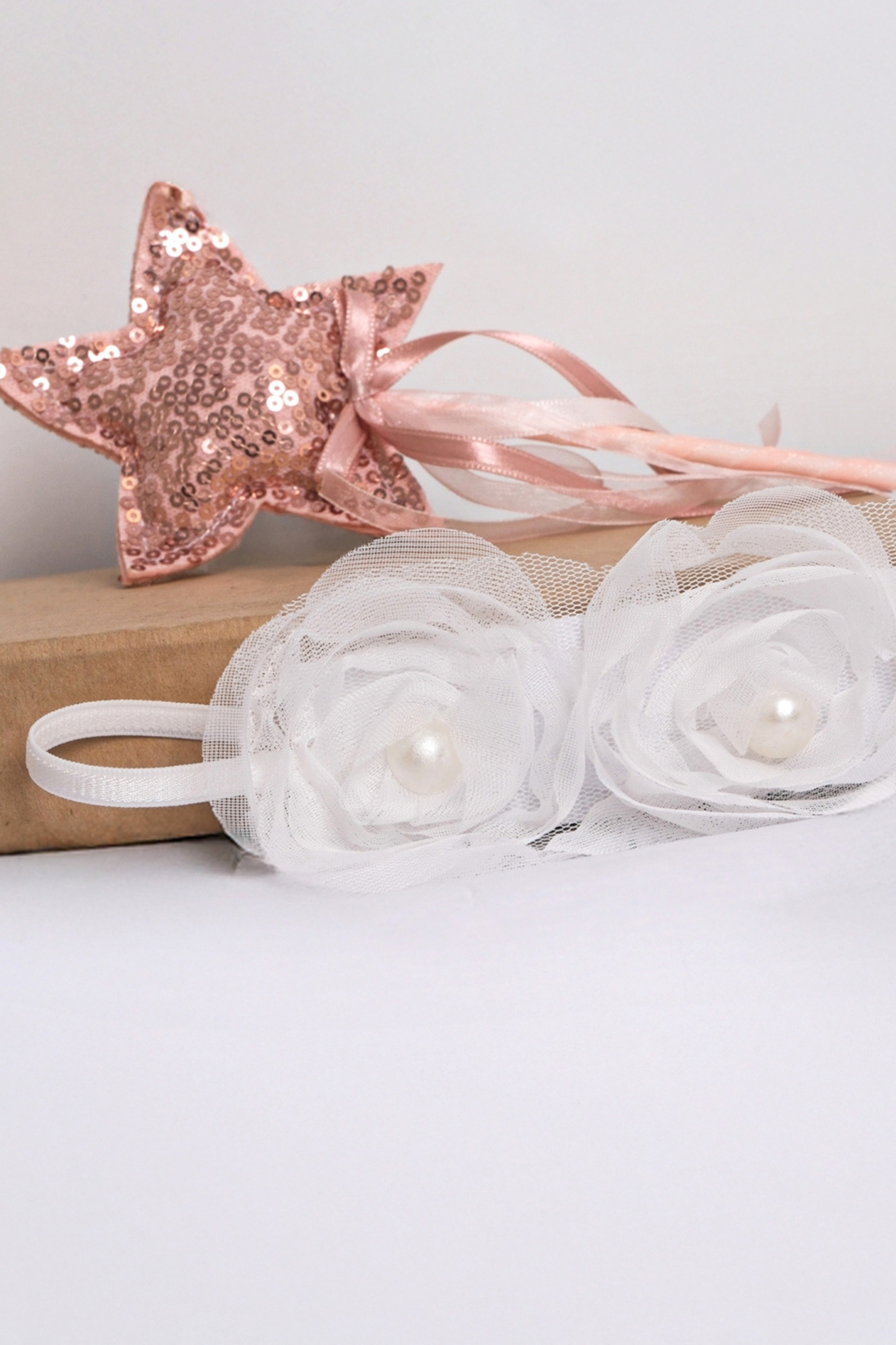 Fascia Neonata Corona Fiori Bianco