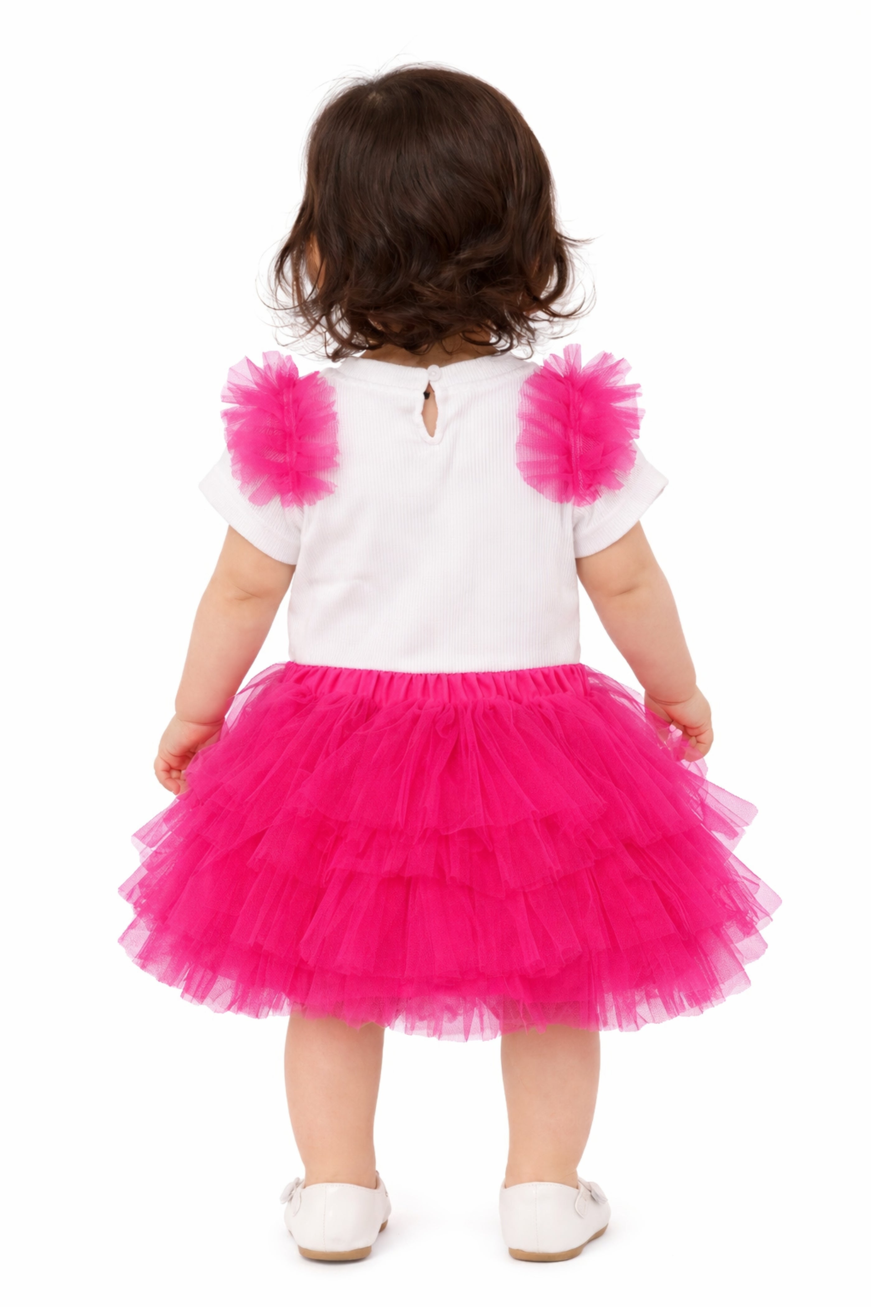 Completo Neonata Tulle Fucsia