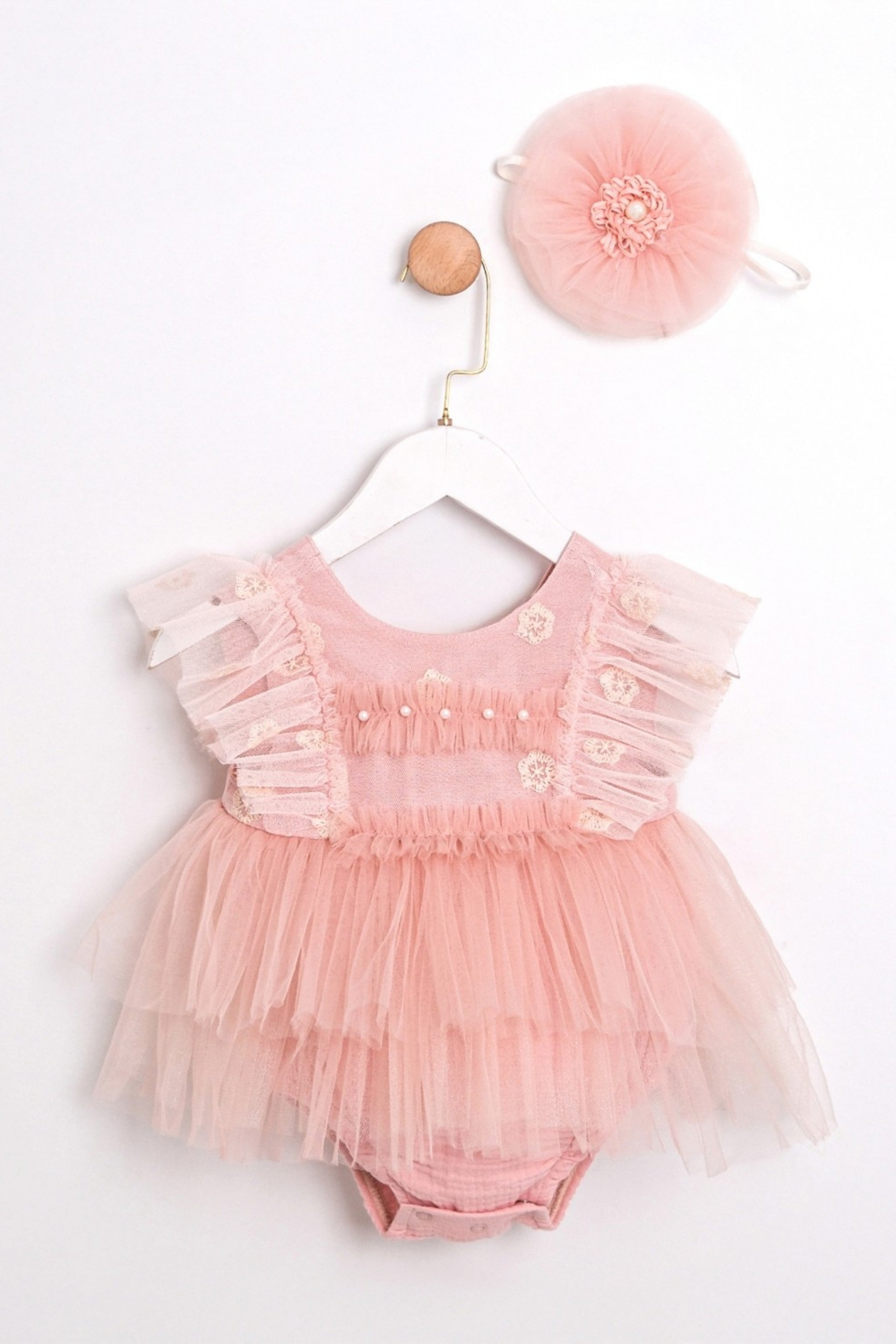 Set Body e Fascia Neonata Ricami Pesca