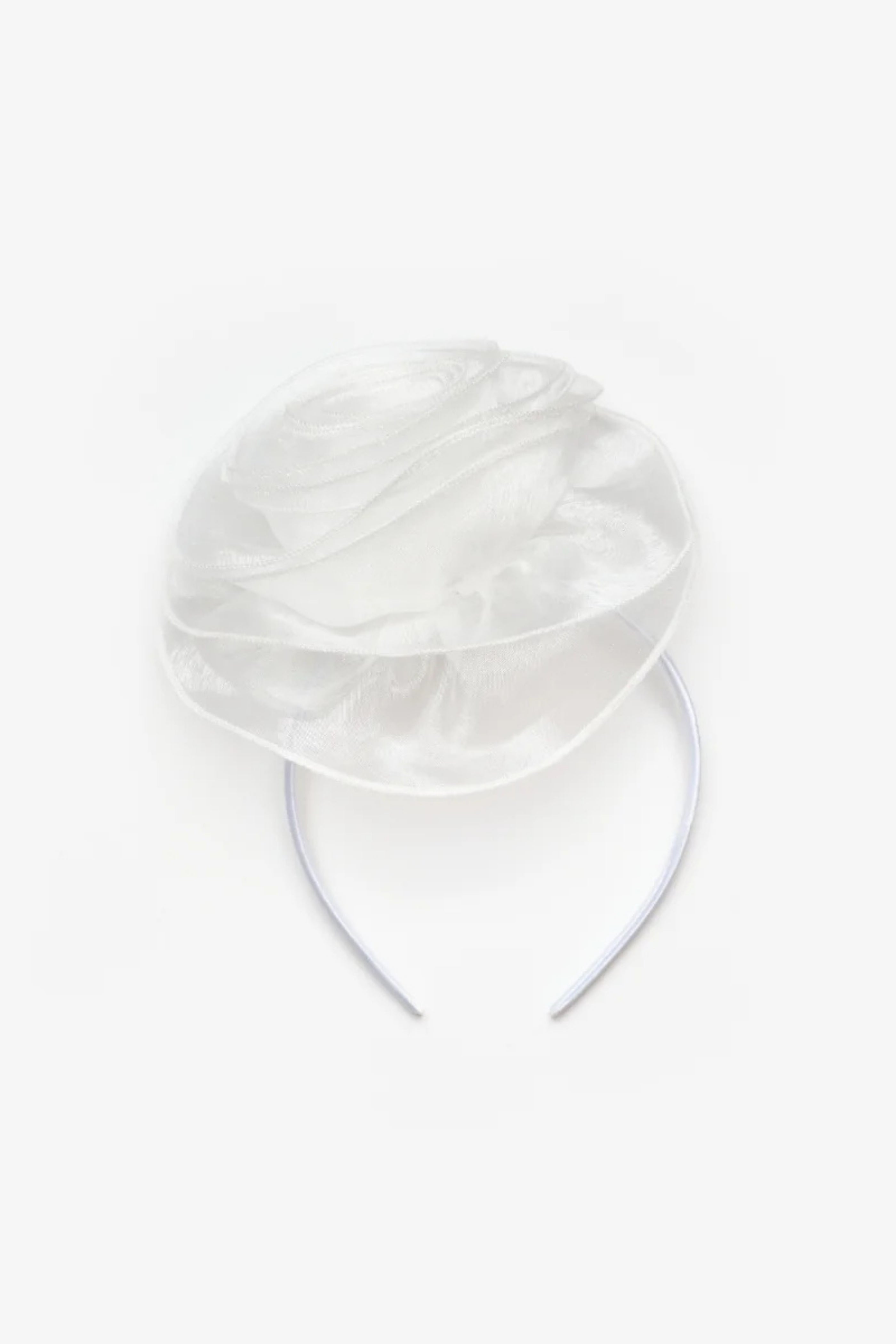 Cerchietto Bambina Fiore Organza Bianco