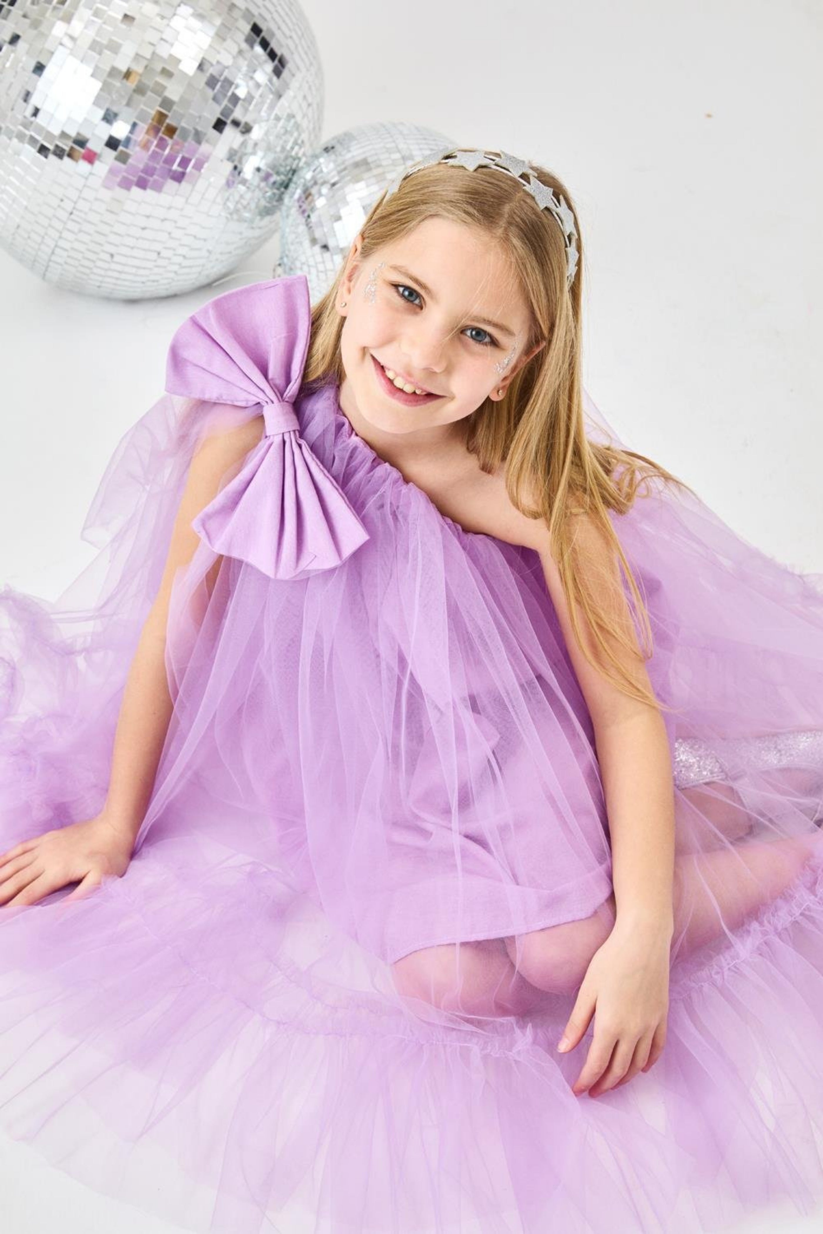 Abito Glicine Bambina Monospalla Tulle