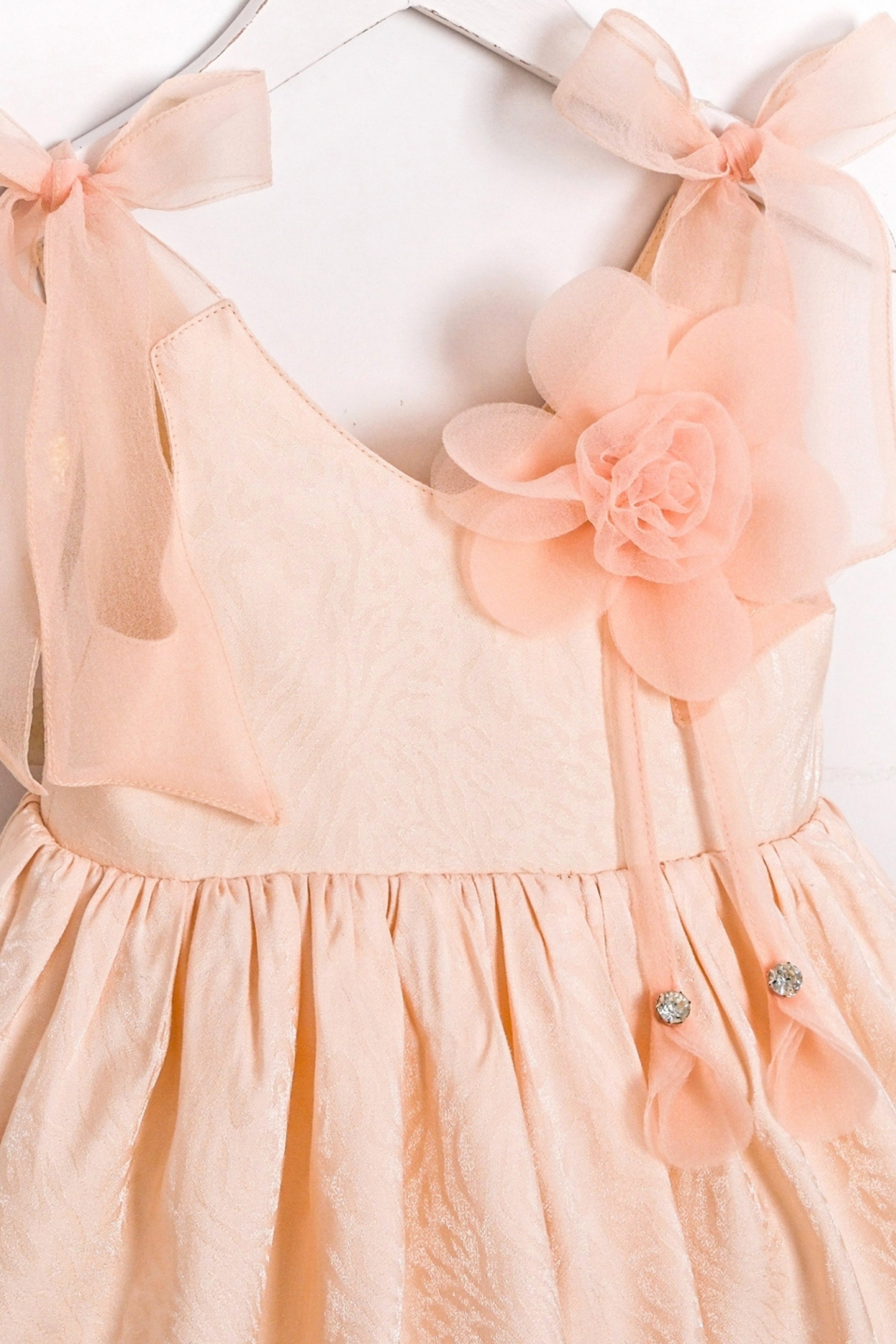 Abito Bambina Tulle e Fiocchi Pesca