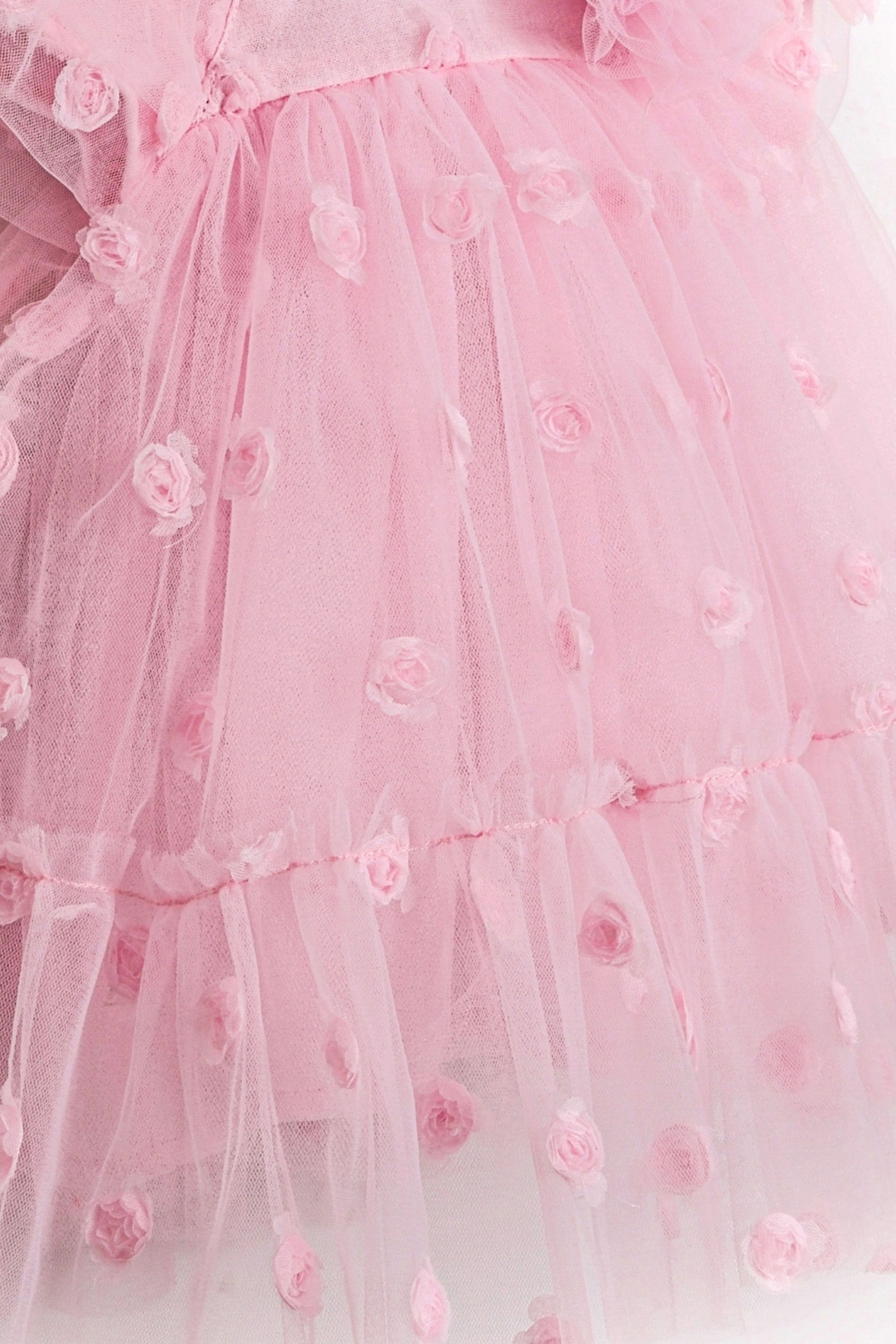 Abito Neonata Tulle Roselline Rosa