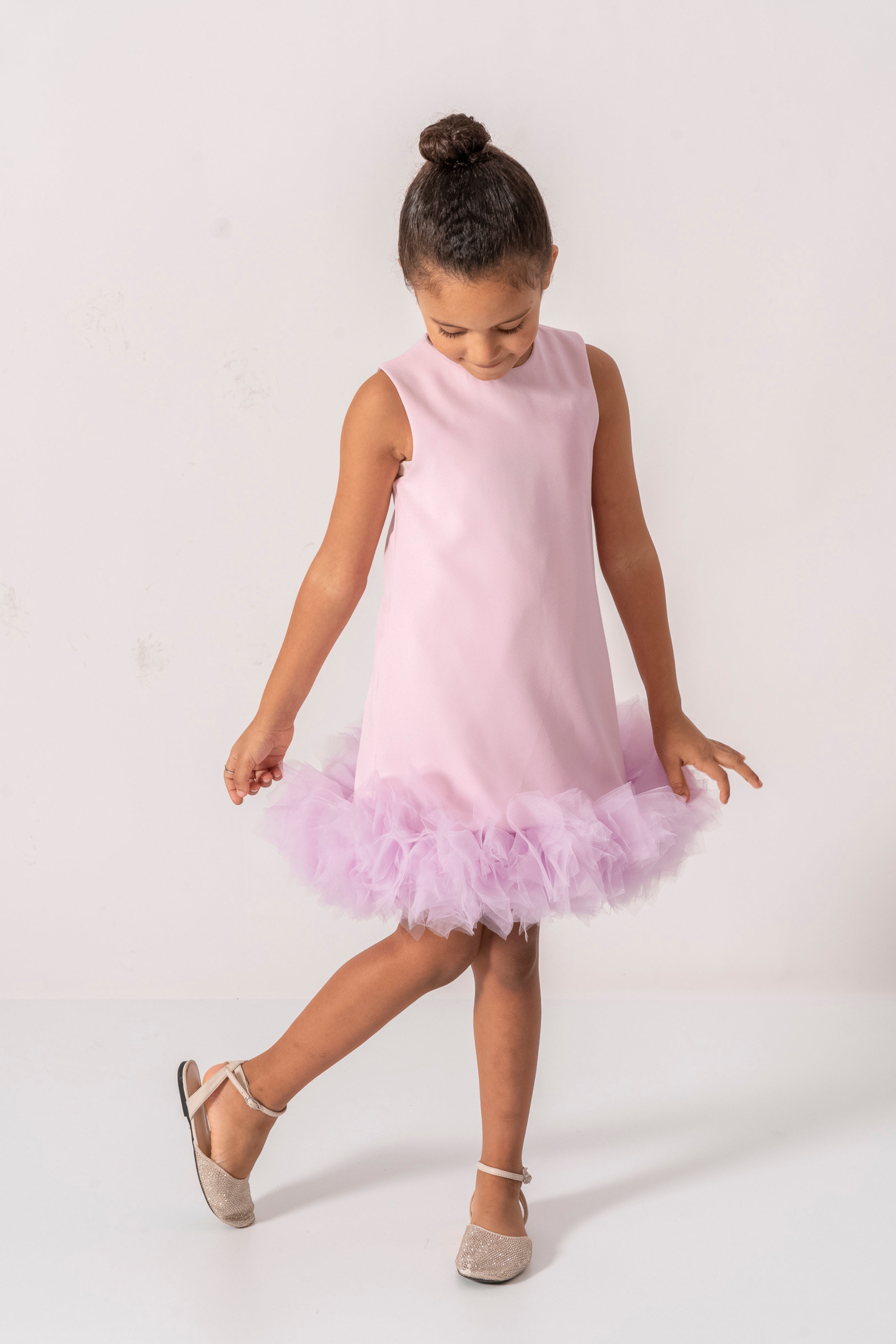 Abito Glicine Bambina Pom Pom Tulle