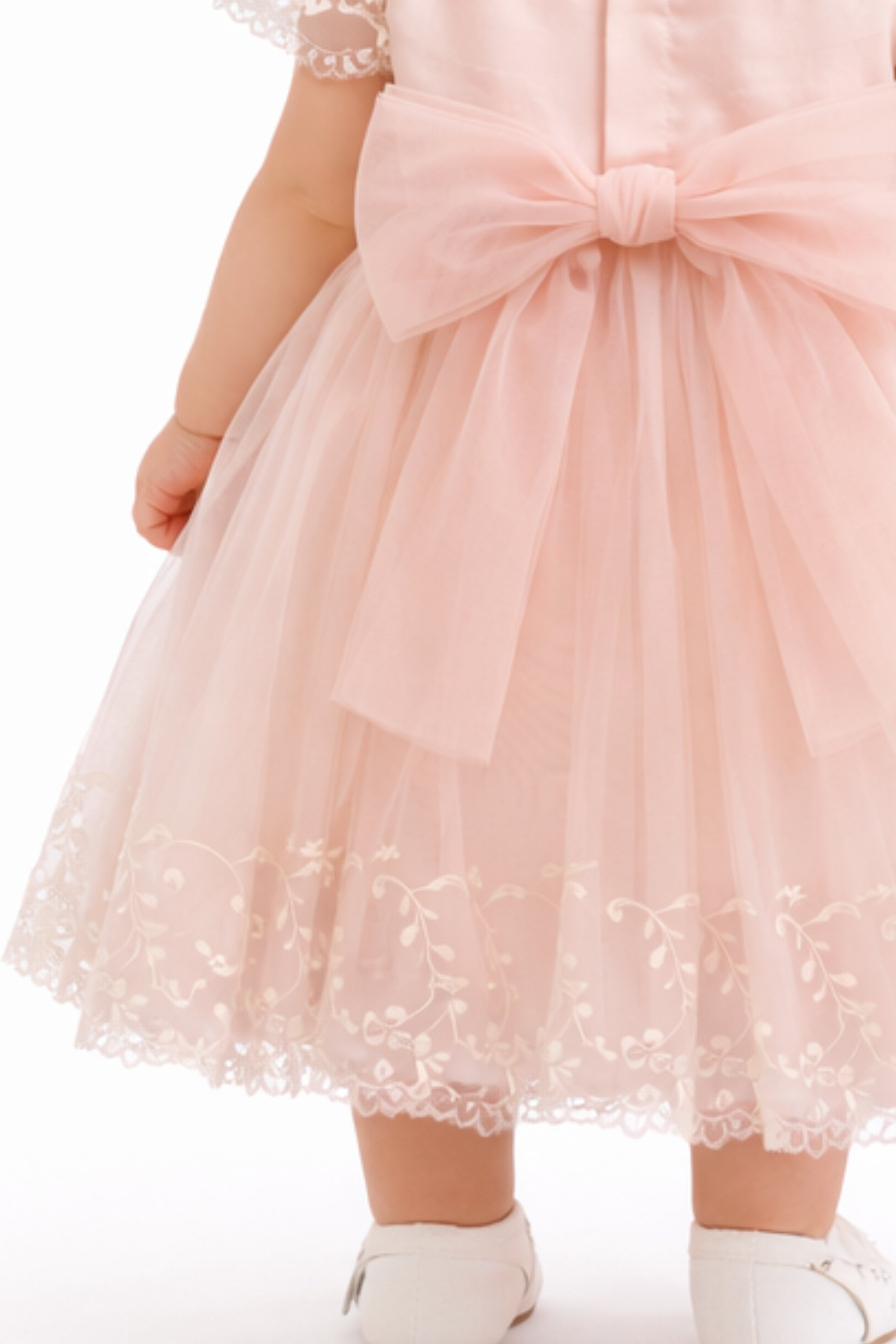 Abito Battesimo Neonata Rosa Ricami