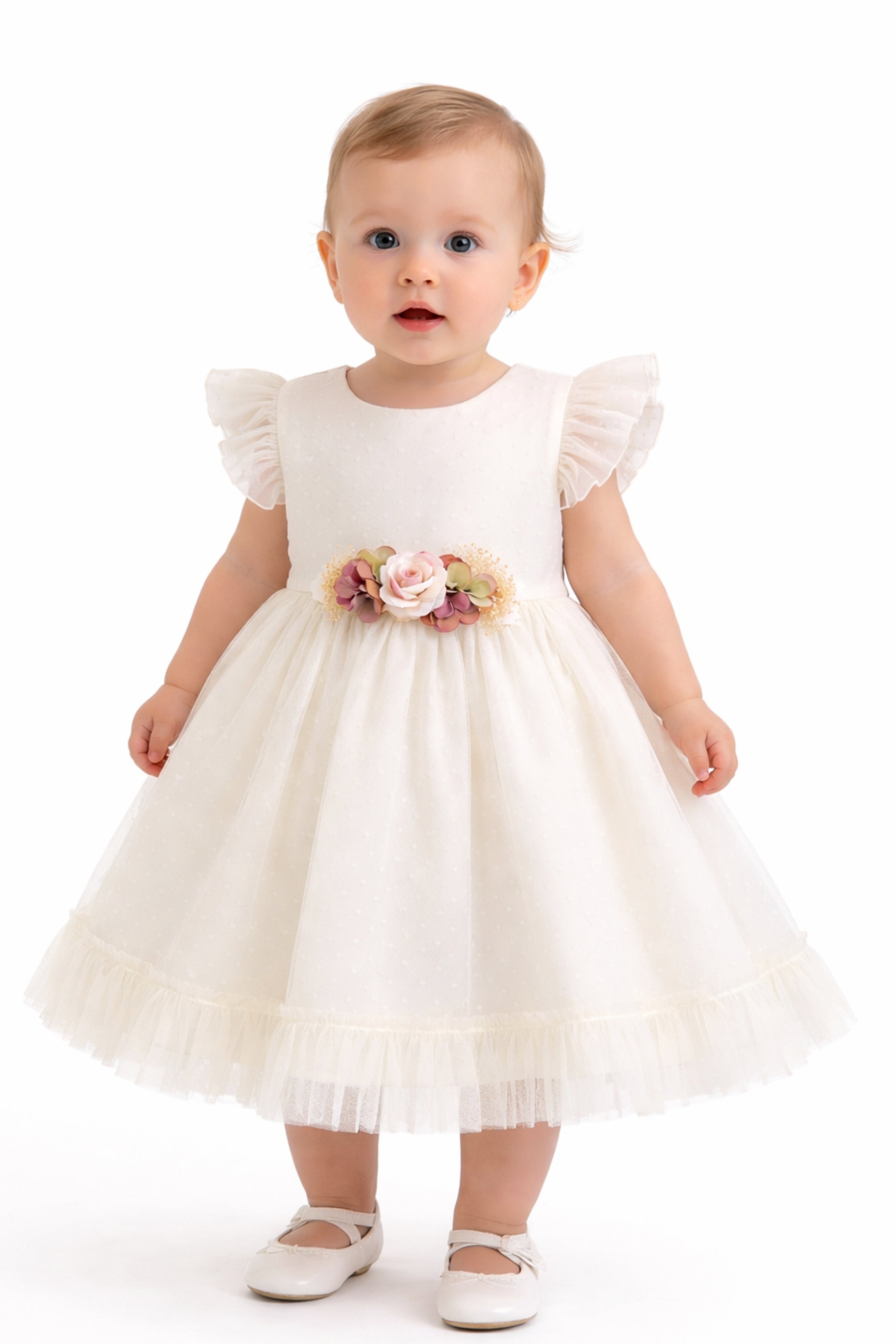 Abito Elegante Neonata e Bambina Crema