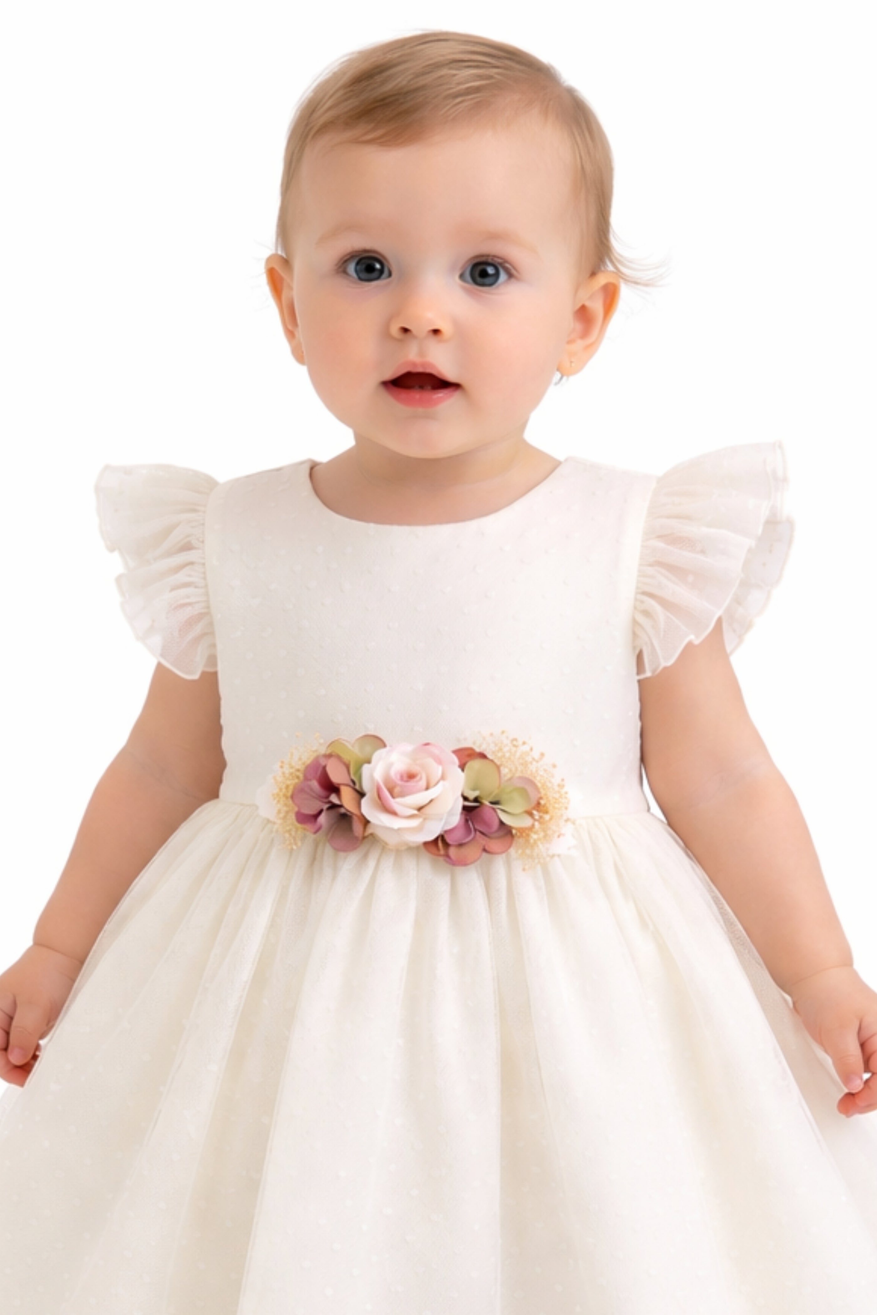 Abito Elegante Neonata e Bambina Crema