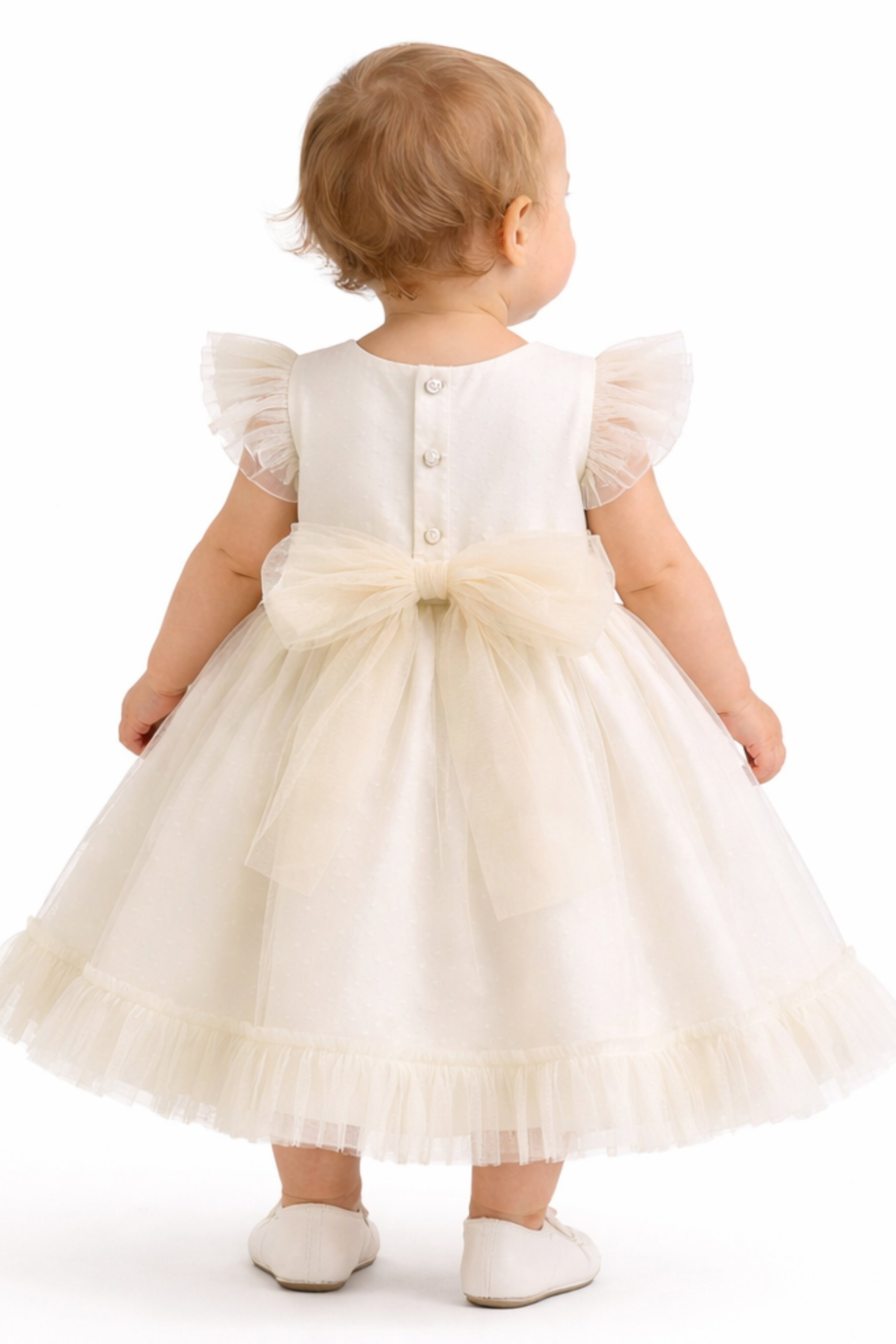 Abito Elegante Neonata e Bambina Crema