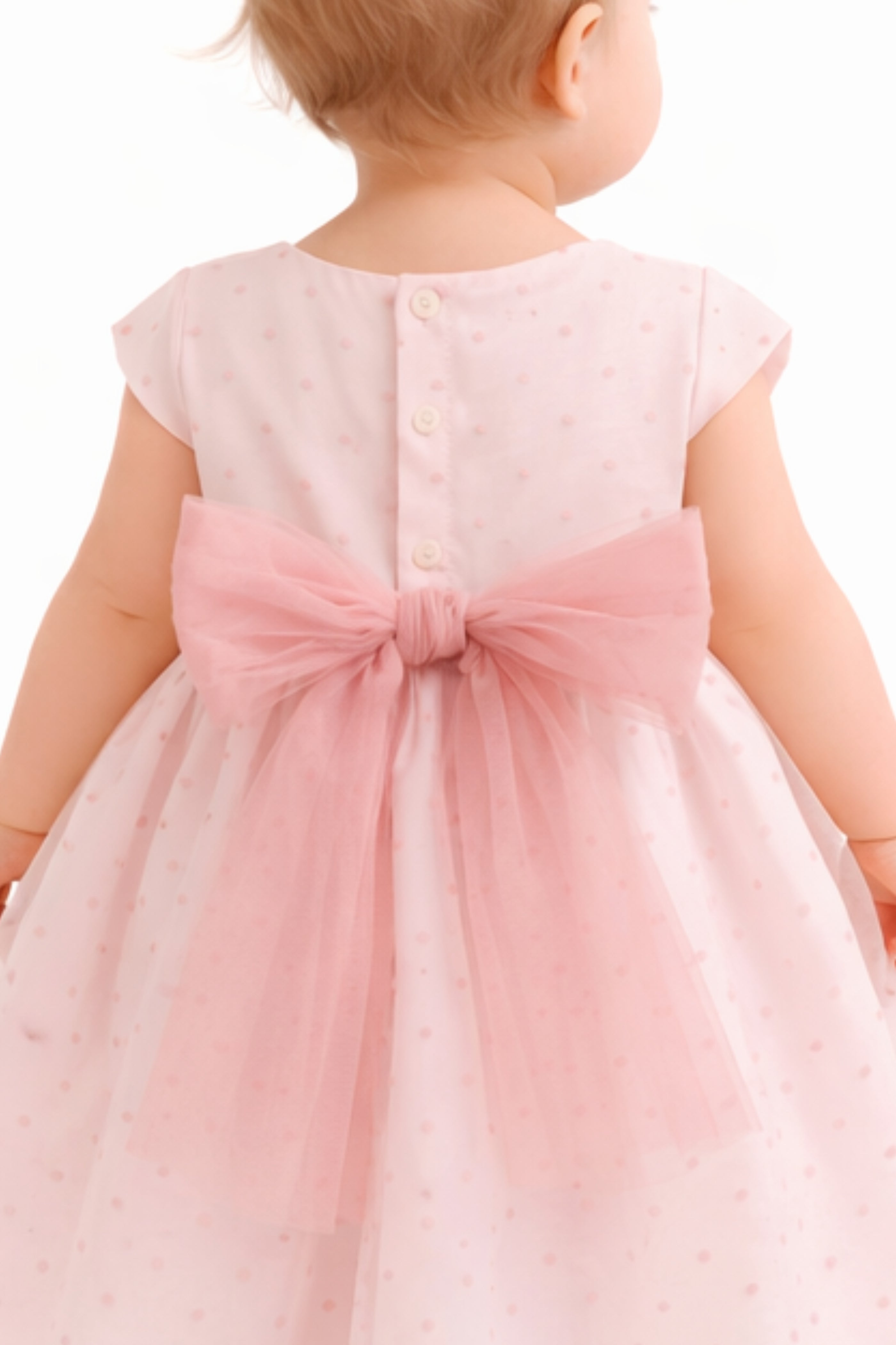 Abito Battesimo Neonata Pois Rosa