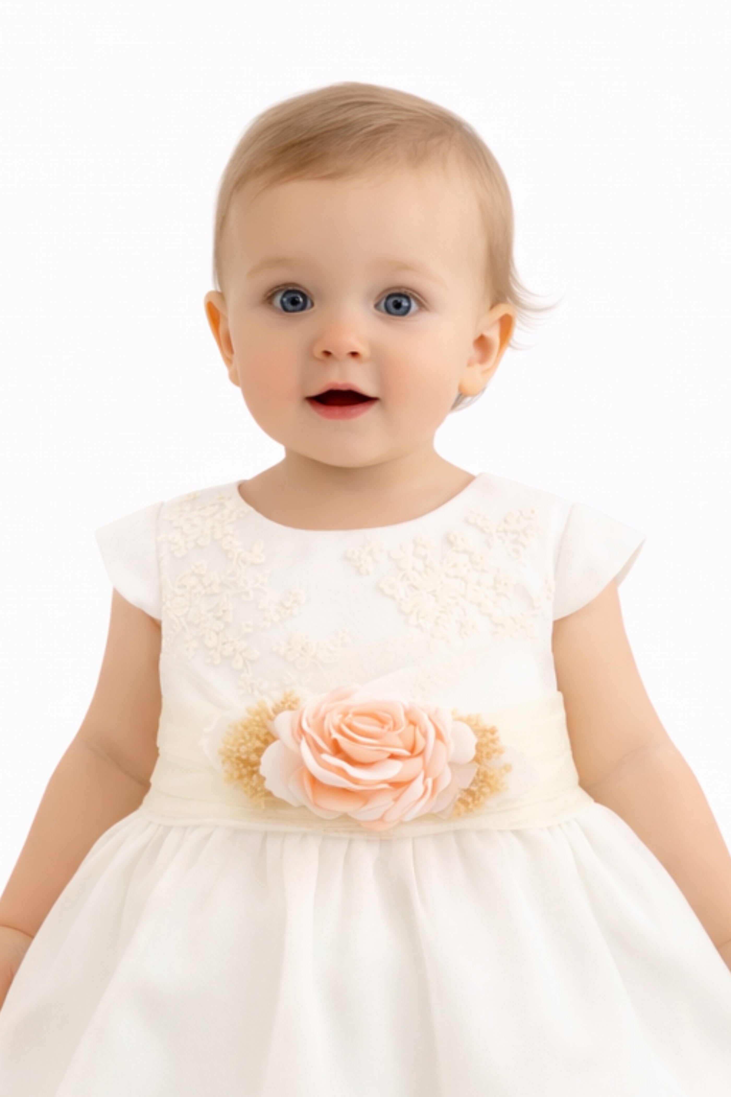 Abito battesimo Neonata Panna Ricami