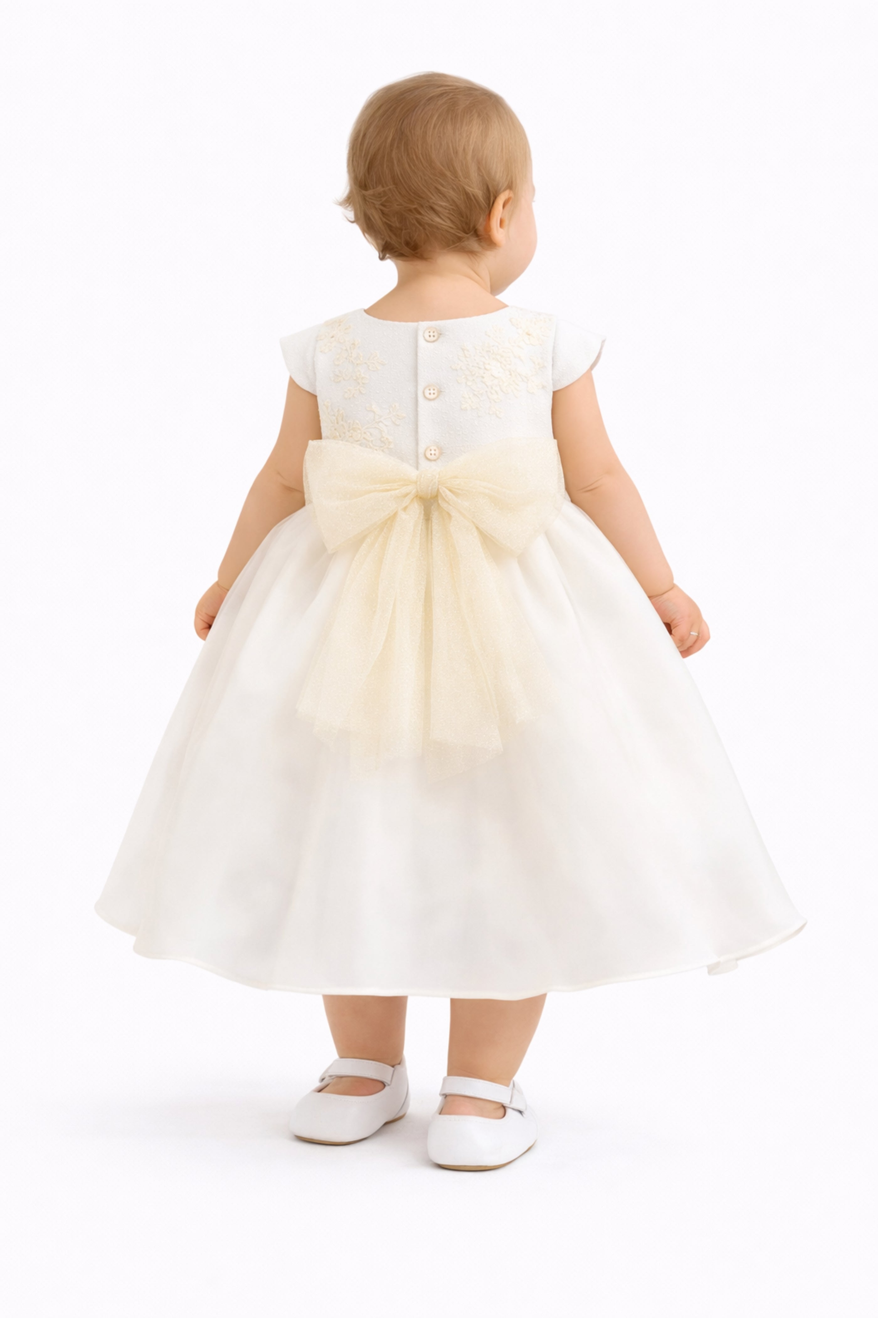 Abito battesimo Neonata Panna Ricami