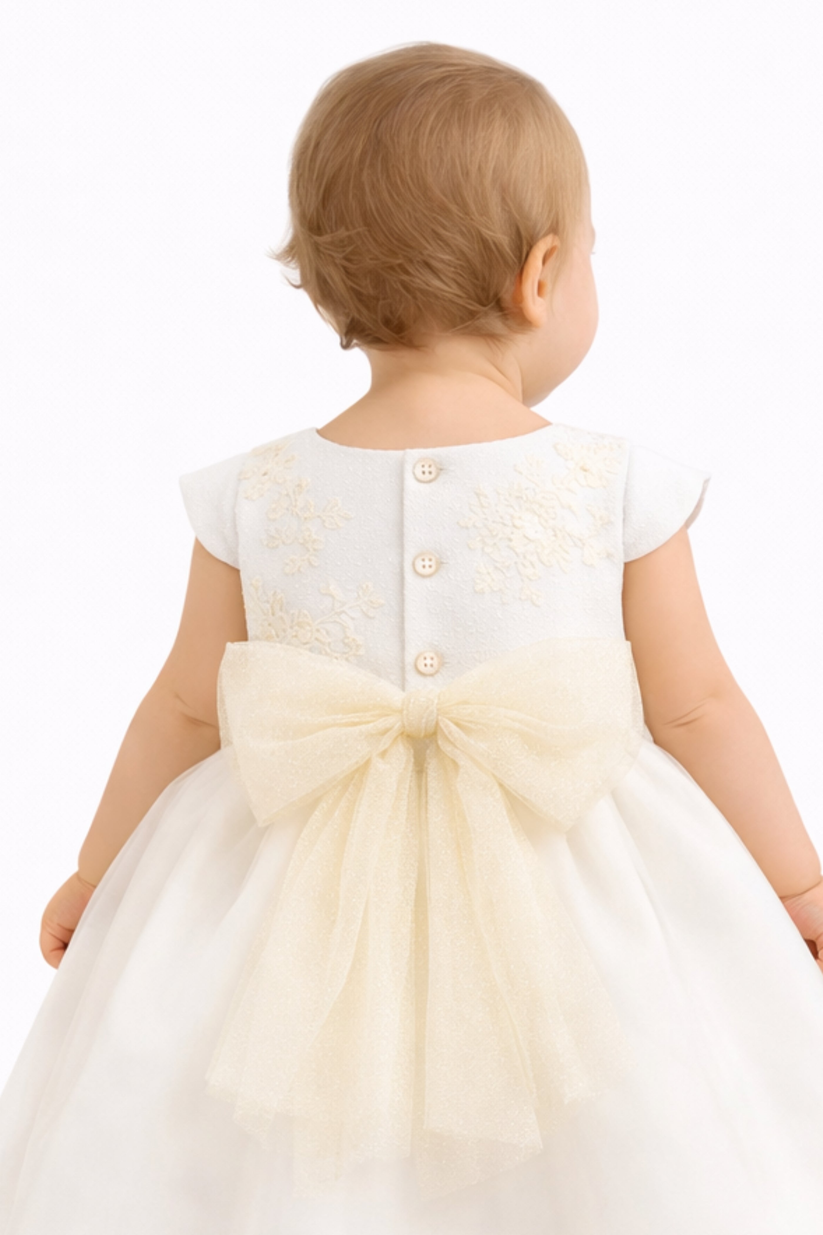 Abito battesimo Neonata Panna Ricami
