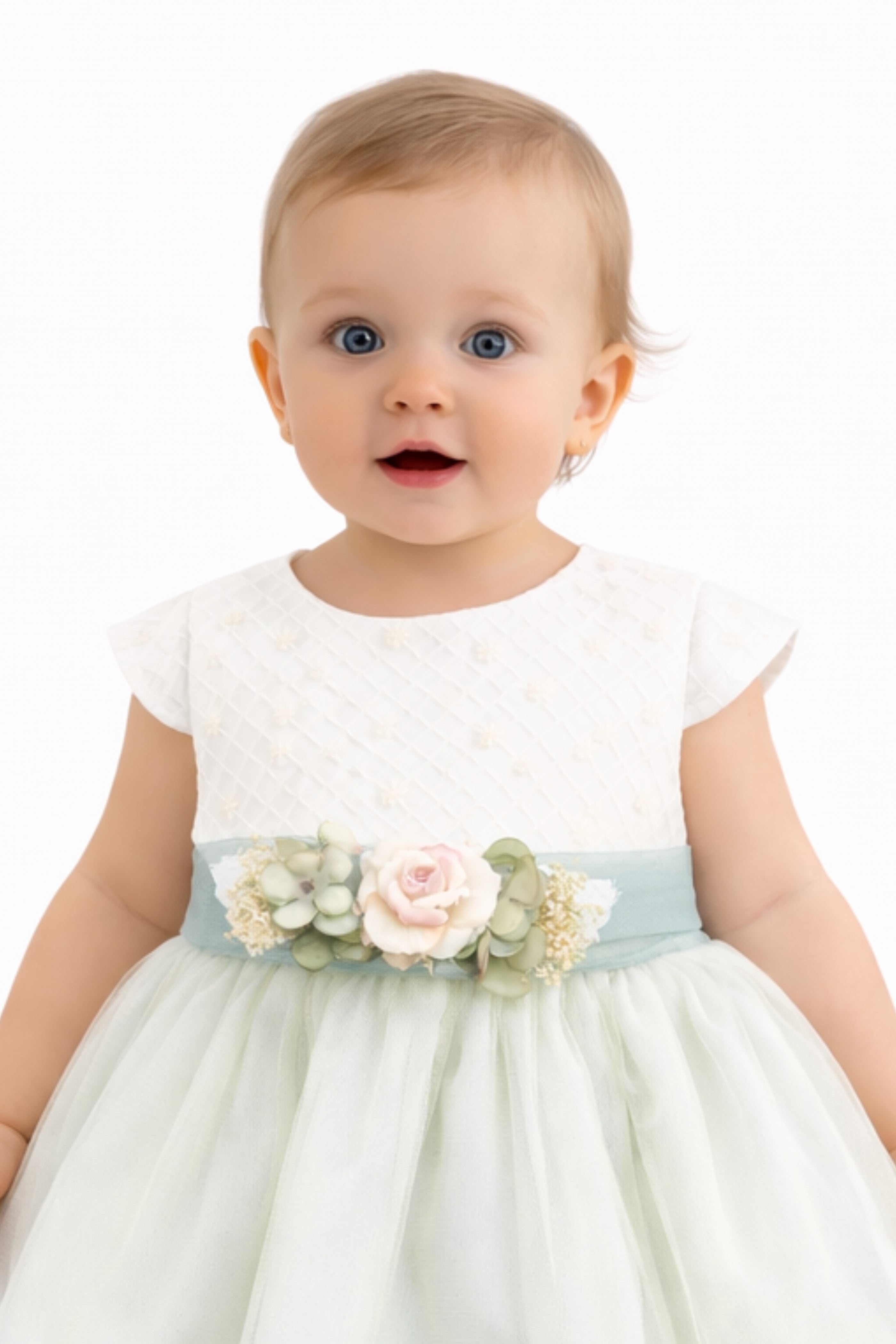 Abito Battesimo Neonata Verde Salvia