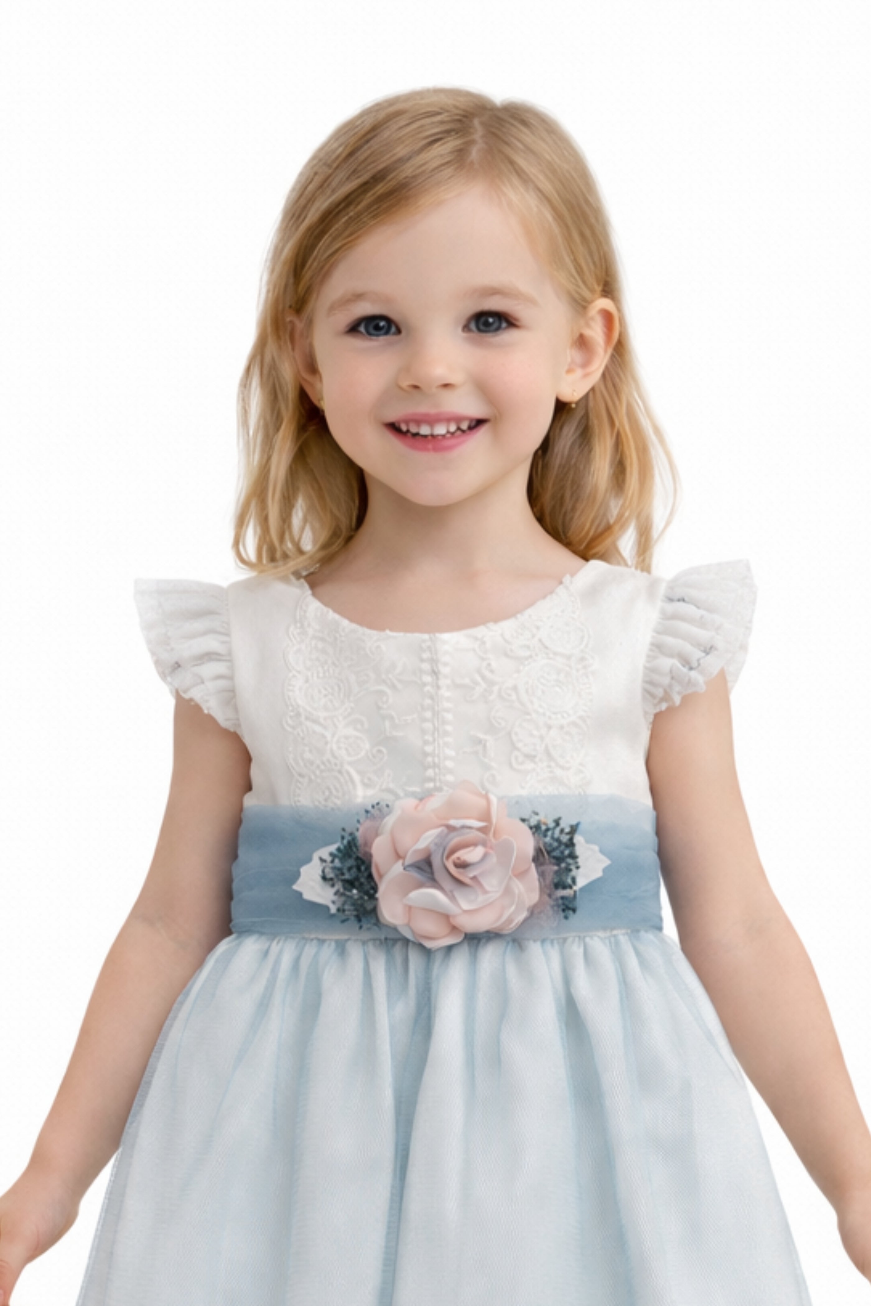 Abito Bambina Elegante Polvere Azzurro