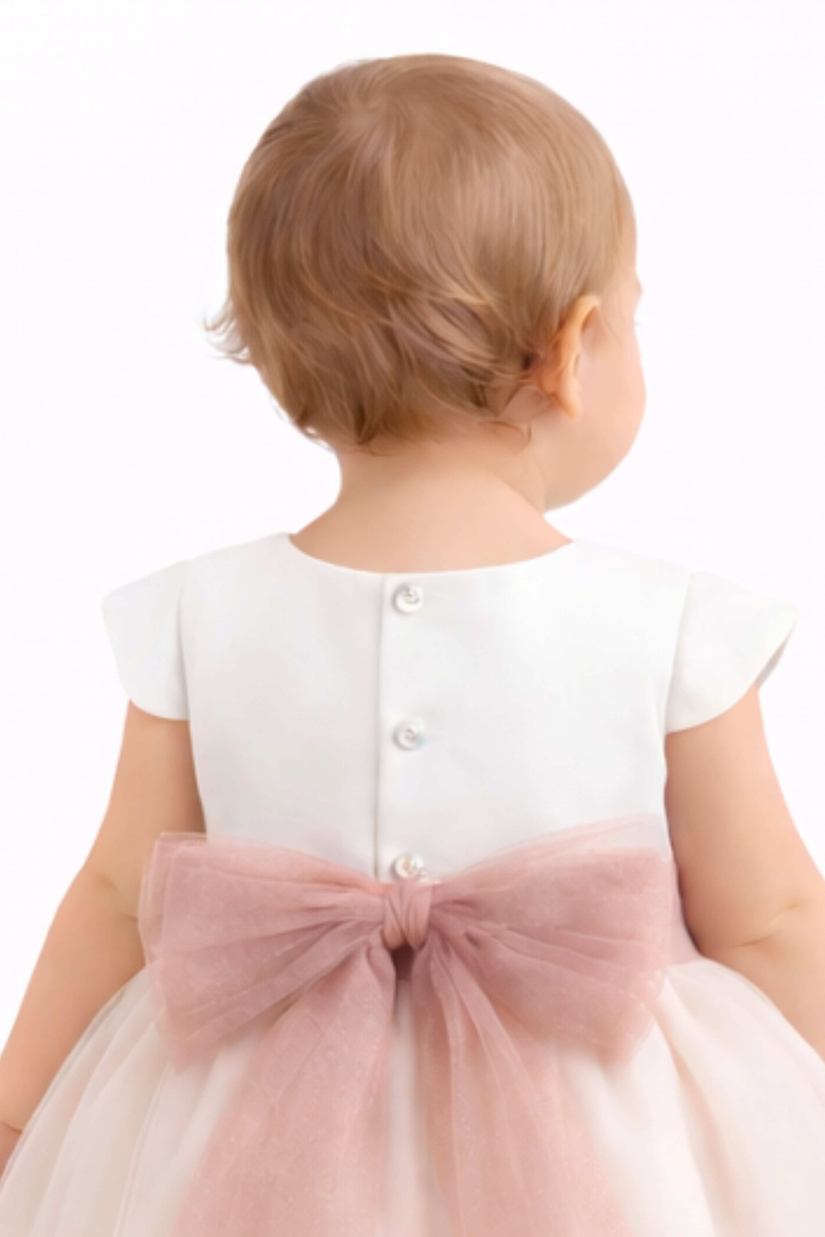 Abito Battesimo Neonata Rosa Ricami Fiori