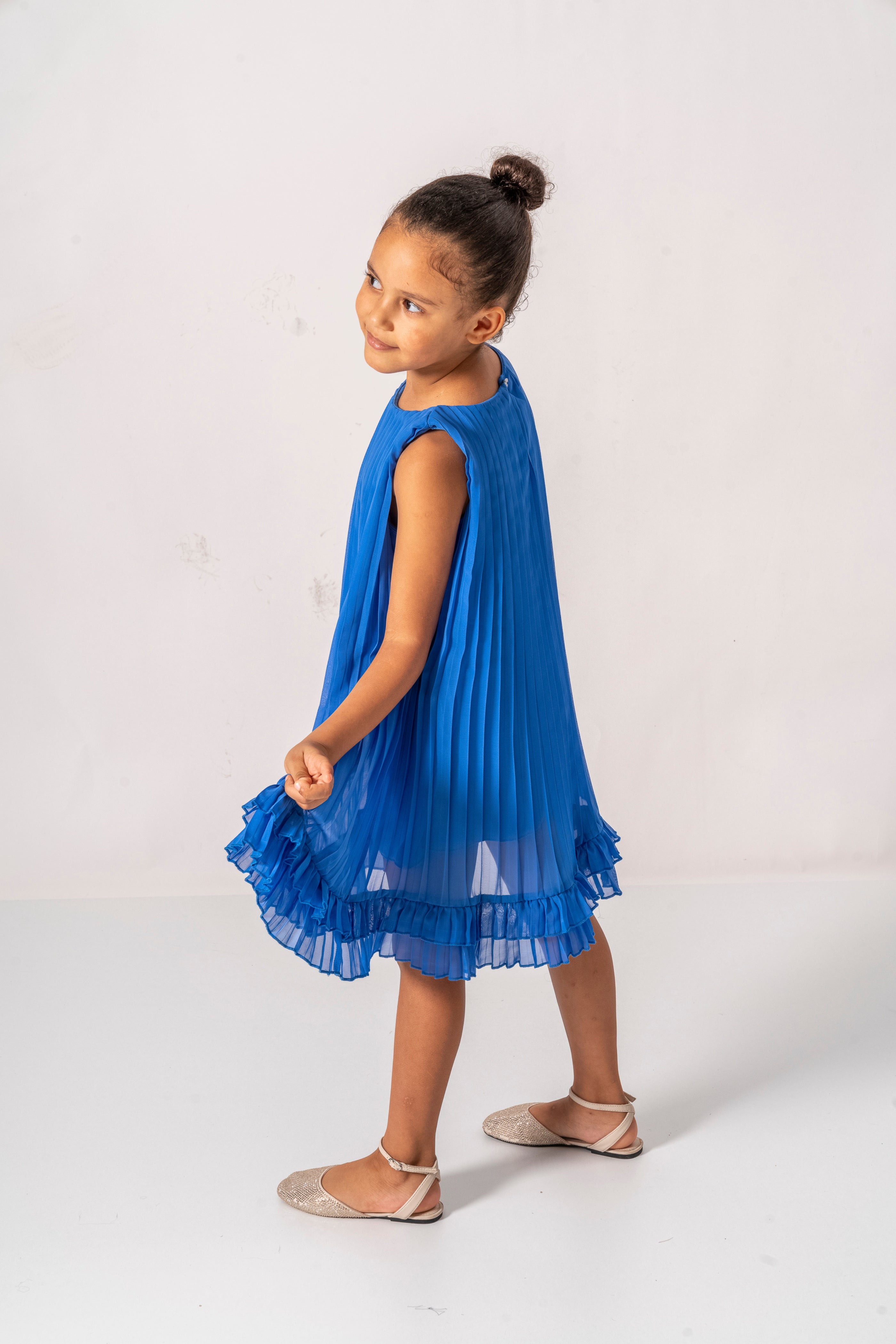 Abito Blu Royal Bambina Plissè