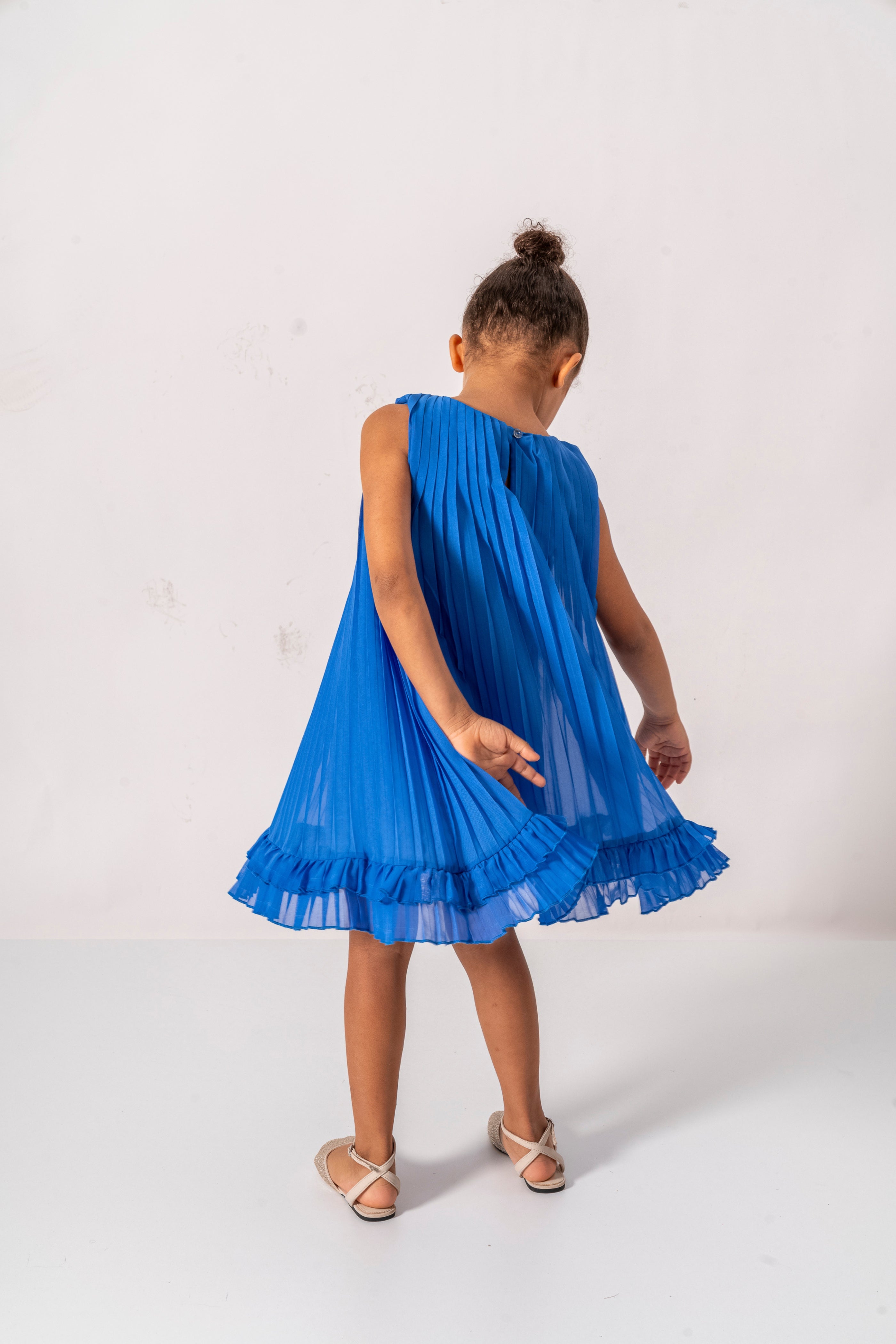 Abito Blu Royal Bambina Plissè