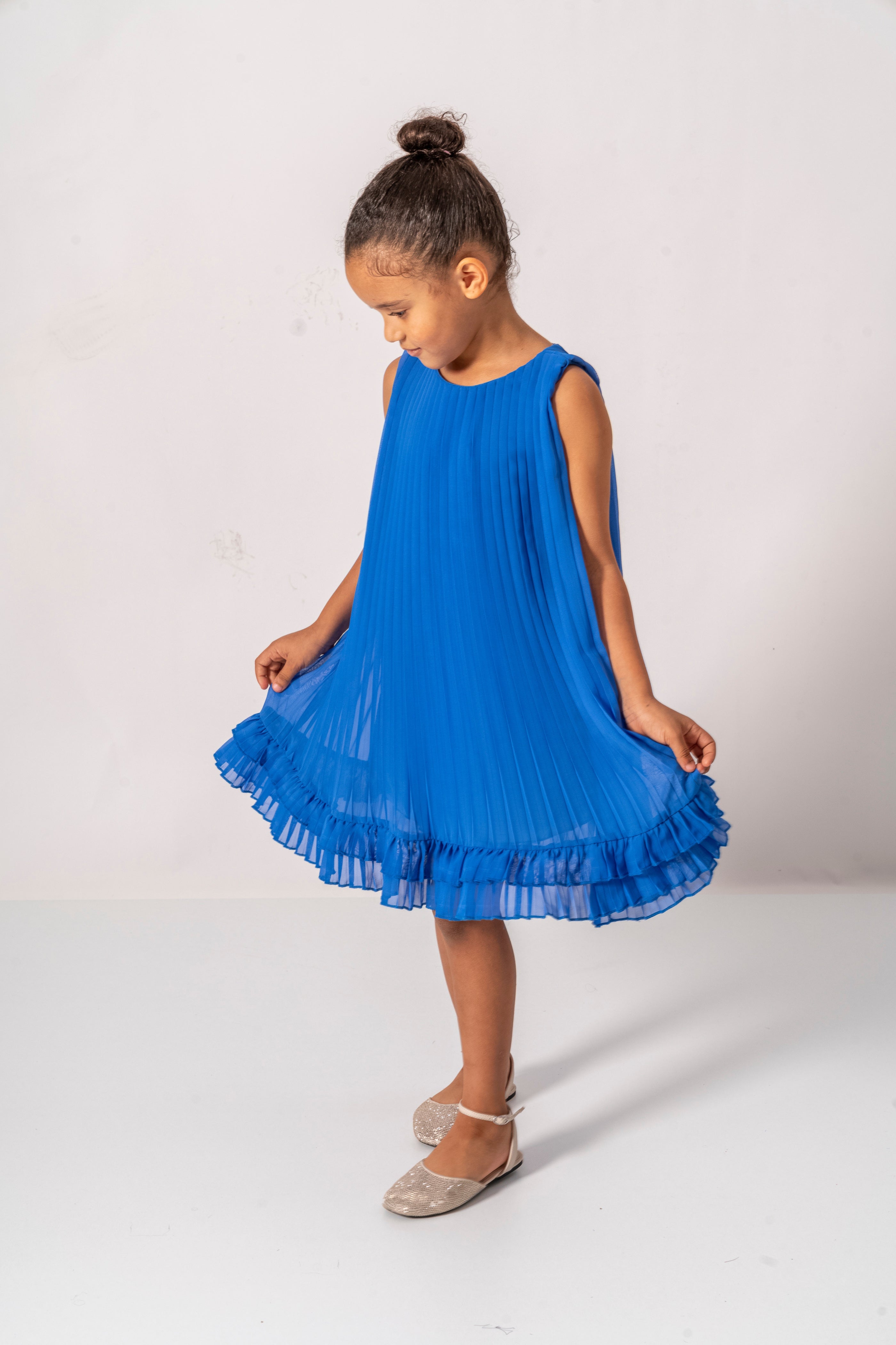 Abito Blu Royal Bambina Plissè