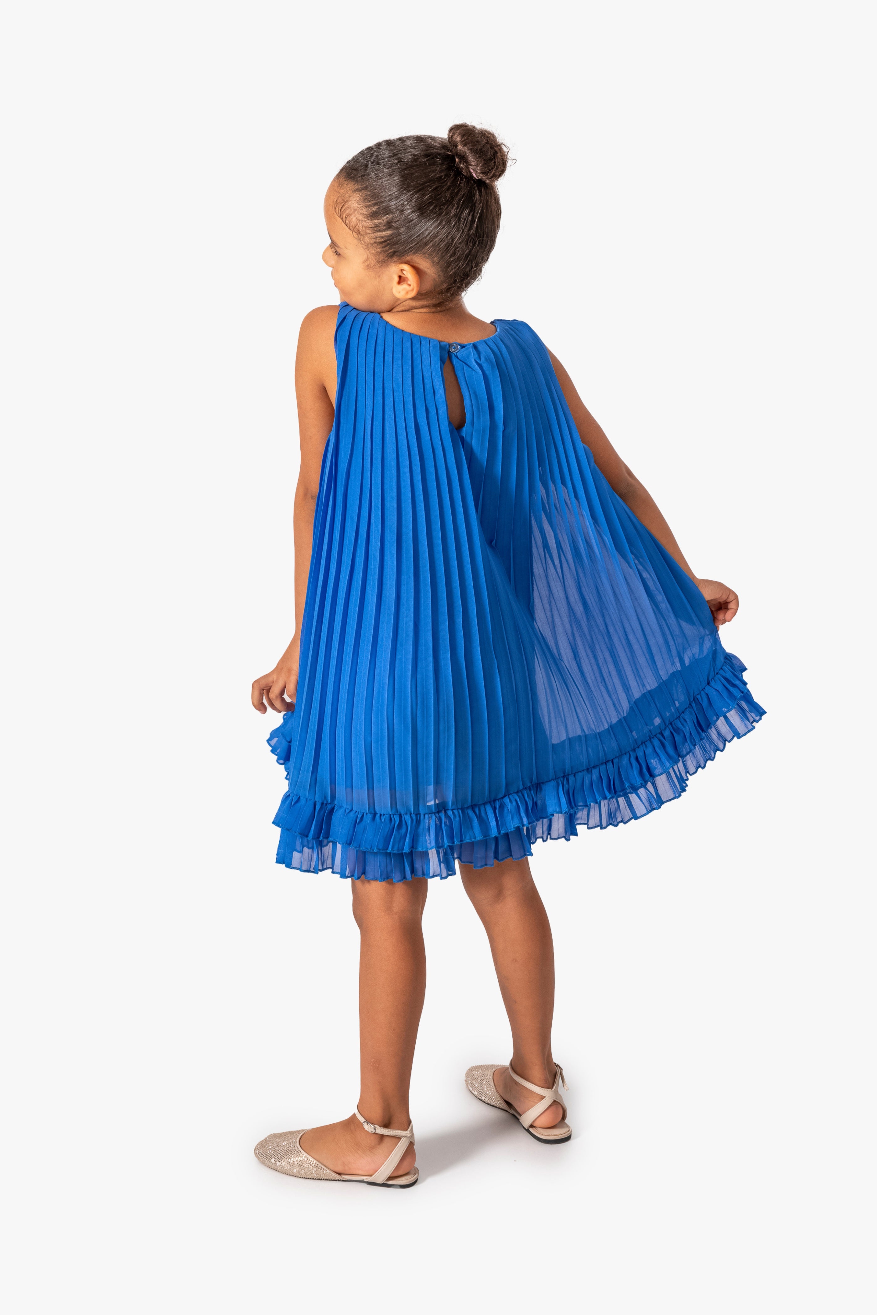 Abito Blu Royal Bambina Plissè