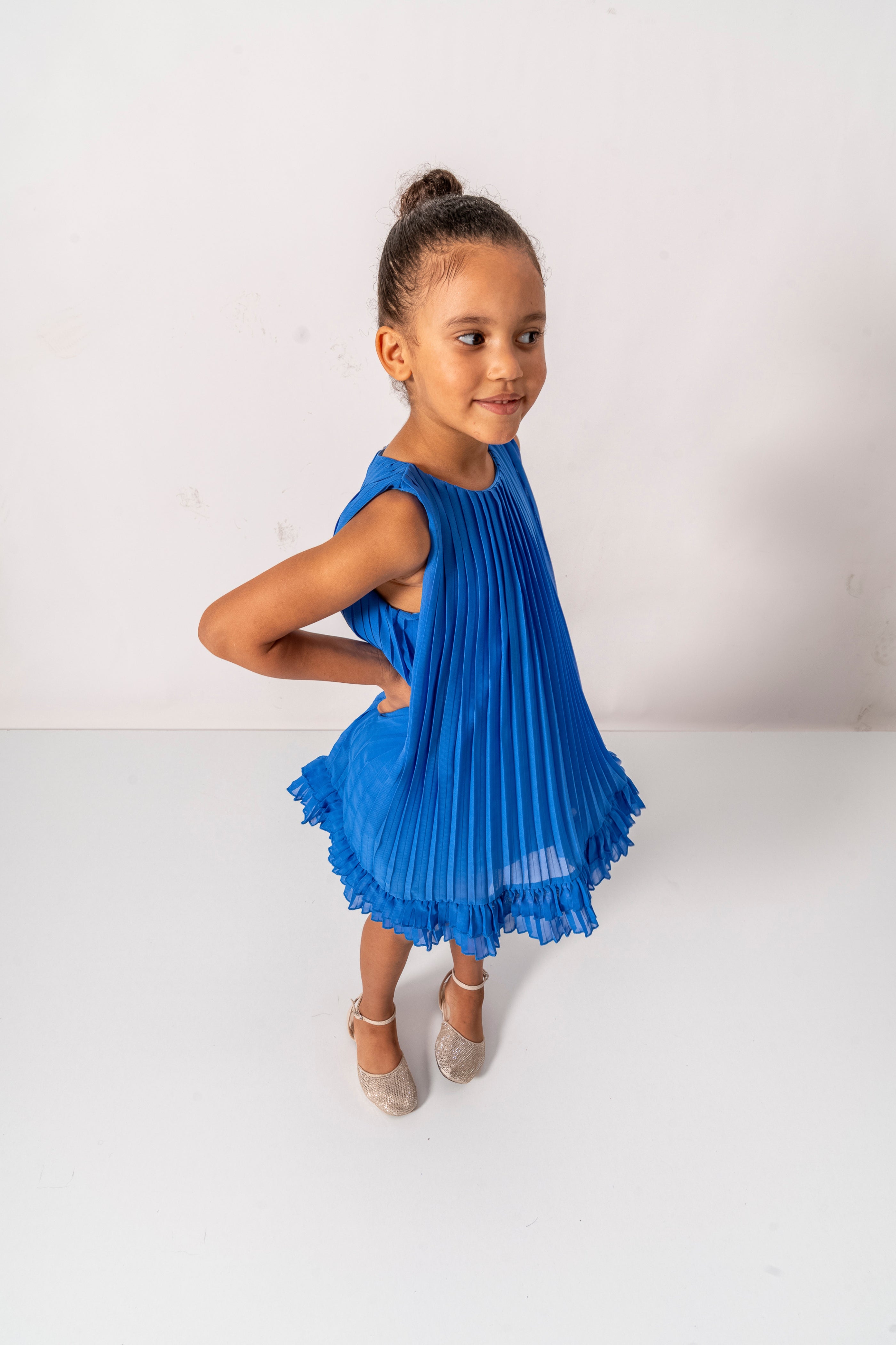 Abito Blu Royal Bambina Plissè