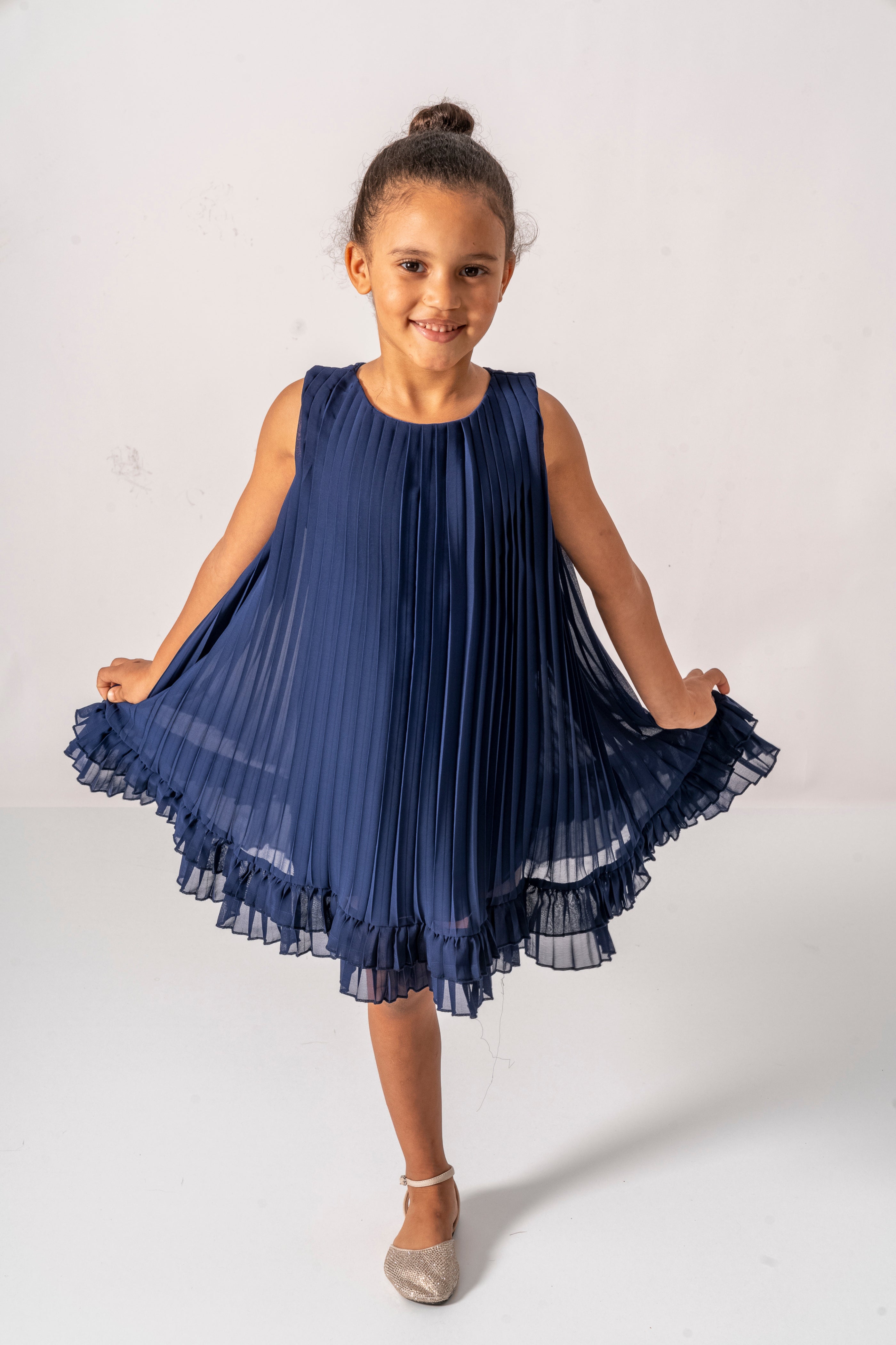 Abito Blu Navy Bambina Plissè