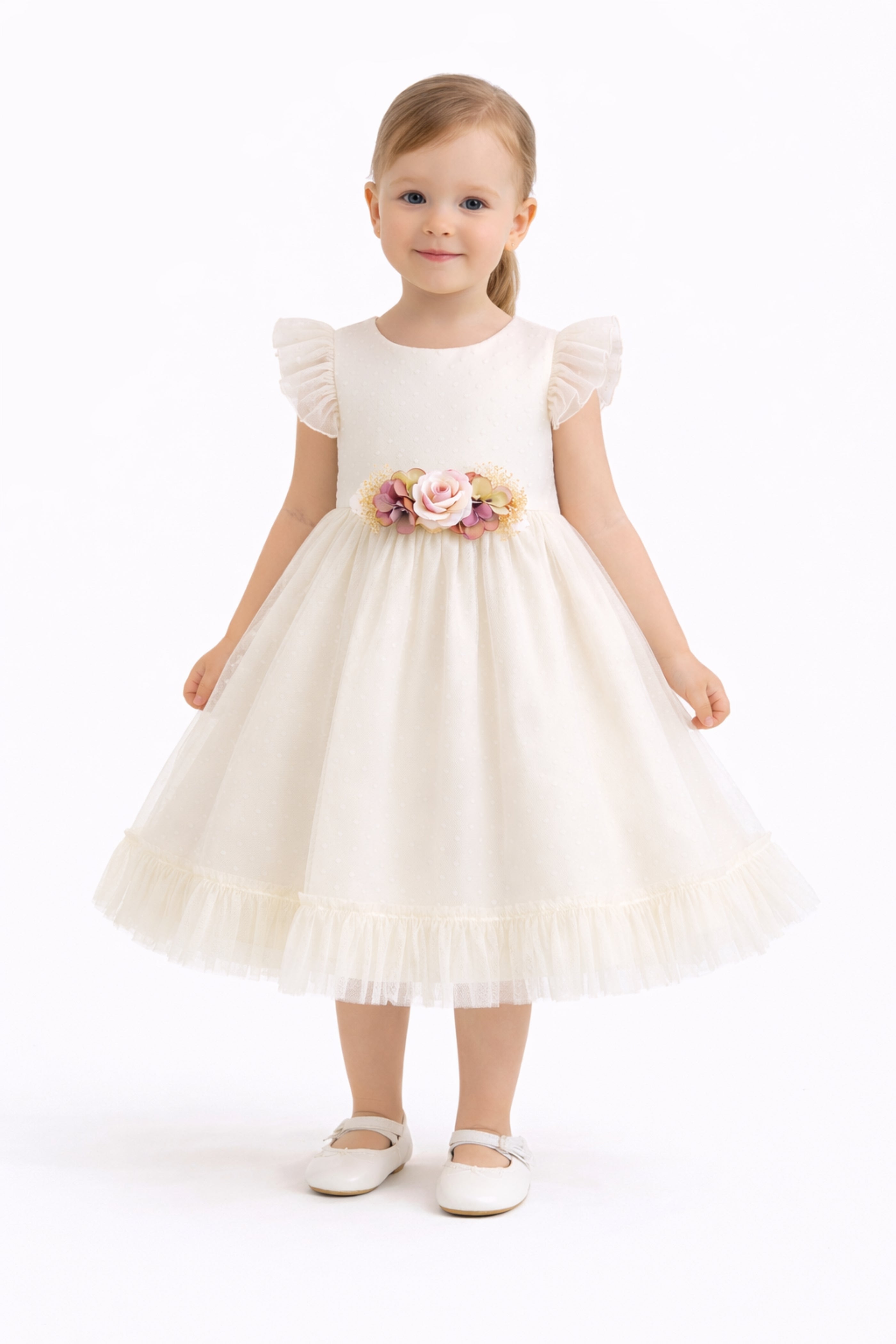 Abito Elegante Neonata e Bambina Crema