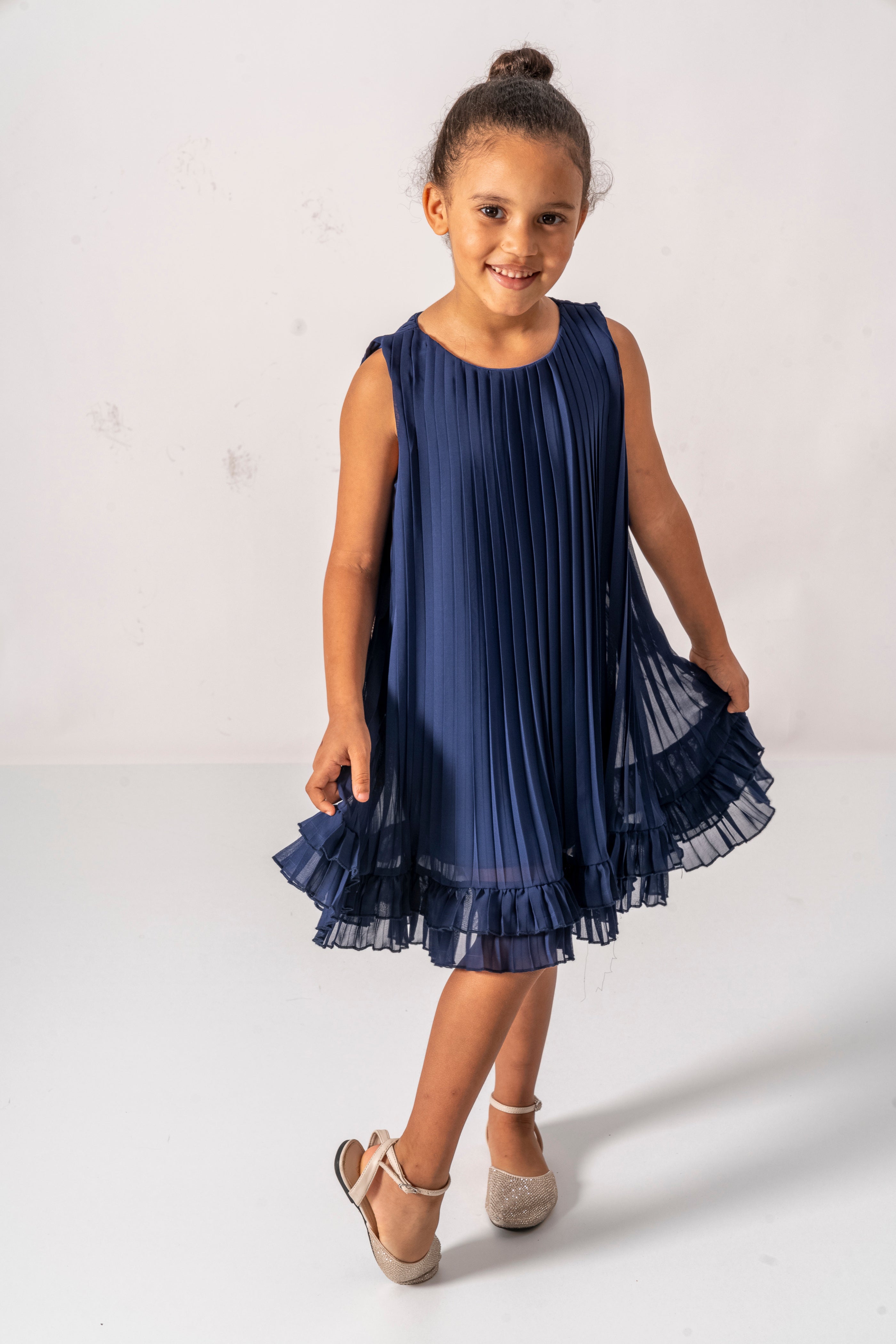 Abito Blu Navy Bambina Plissè