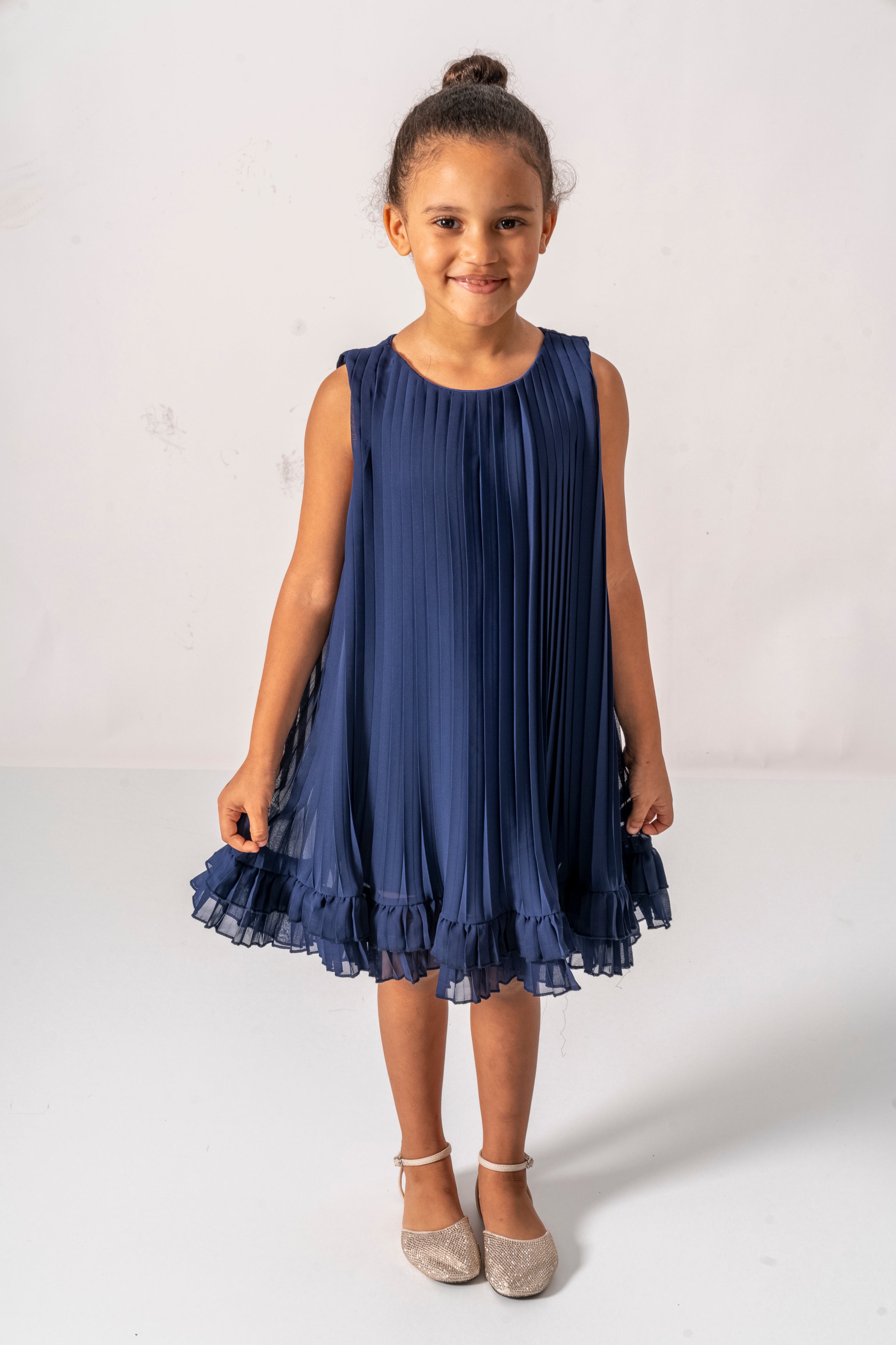 Abito Blu Navy Bambina Plissè