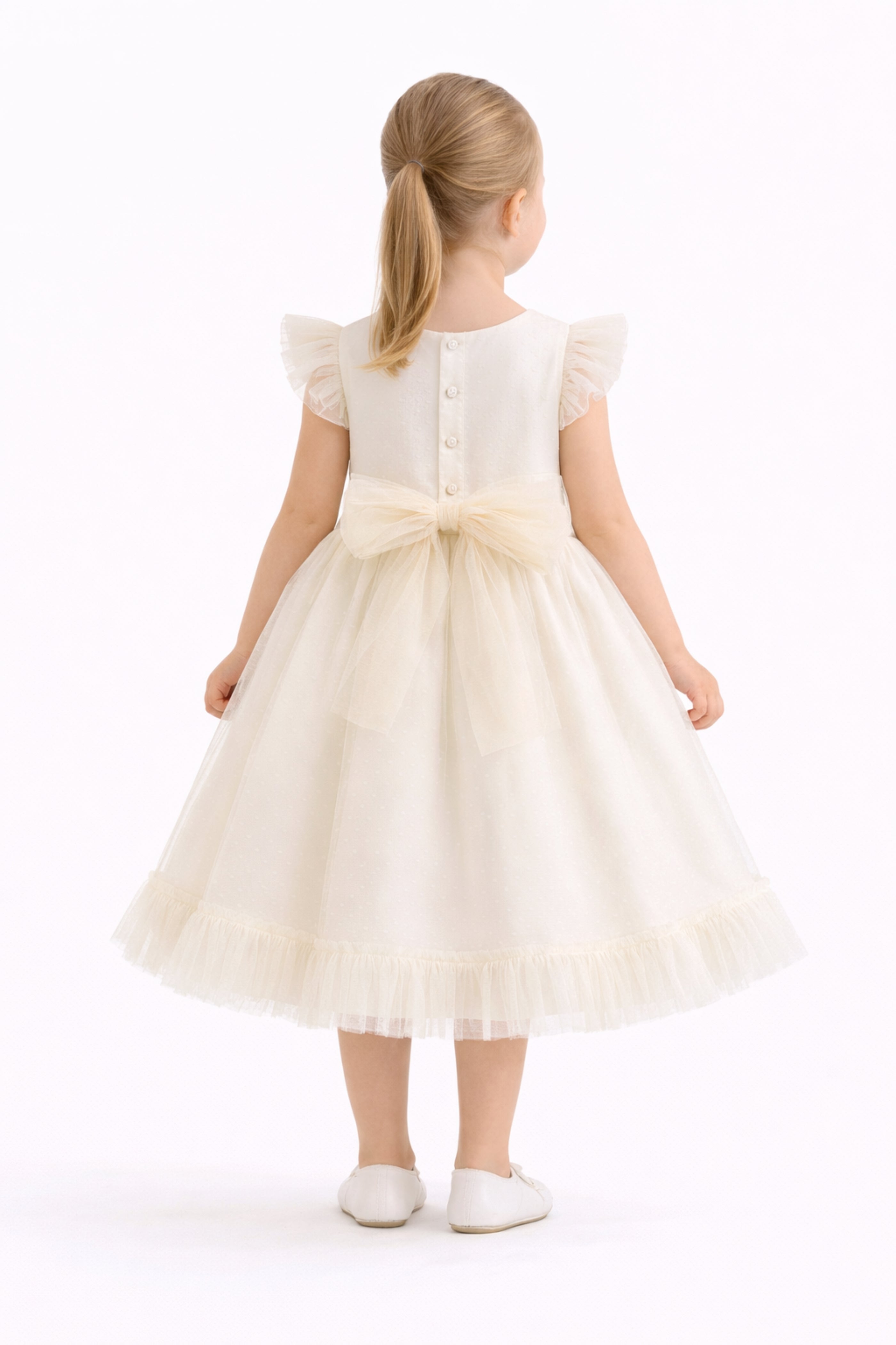 Abito Elegante Neonata e Bambina Crema