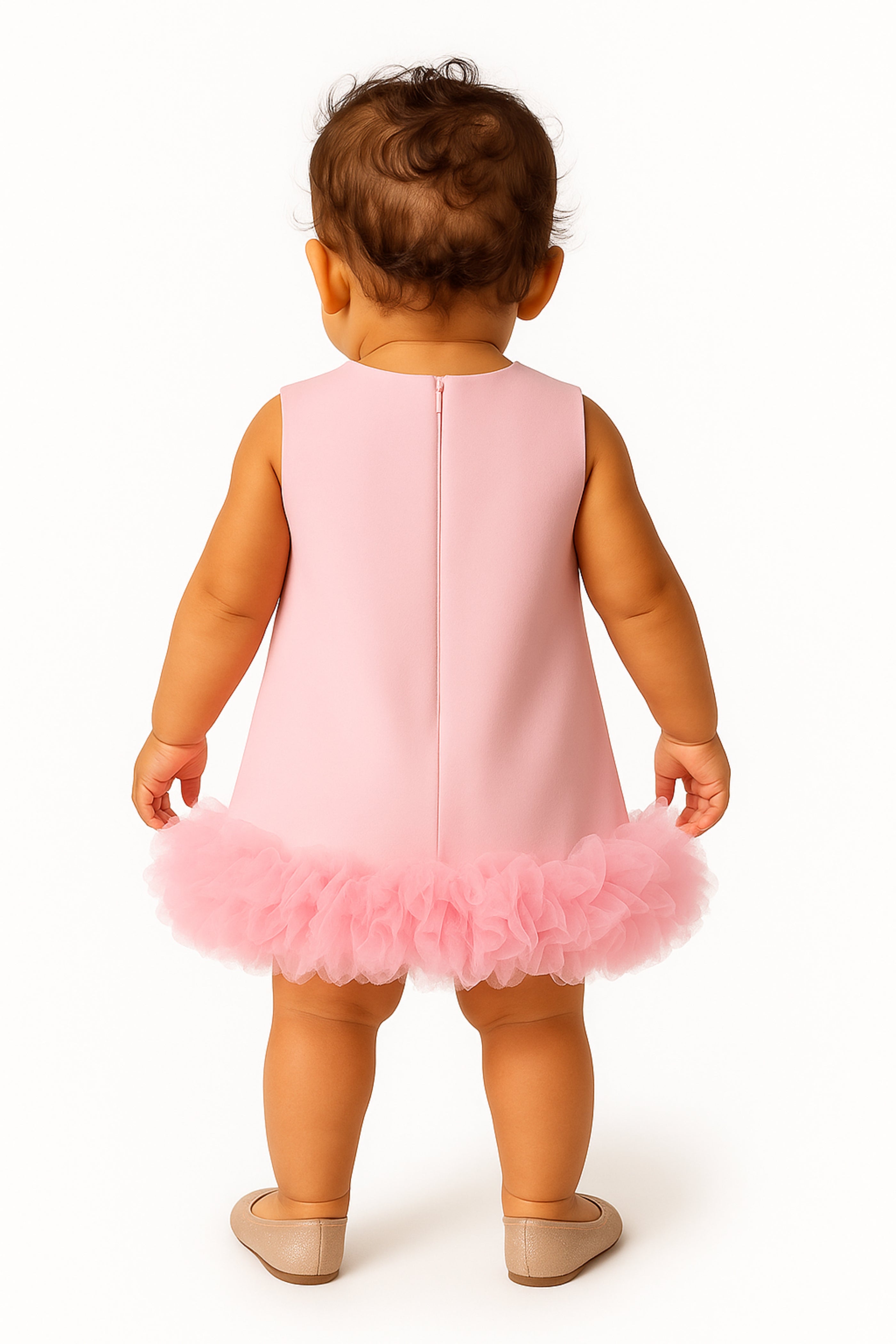 Abito Rosa Neonata Pom Pom Tulle