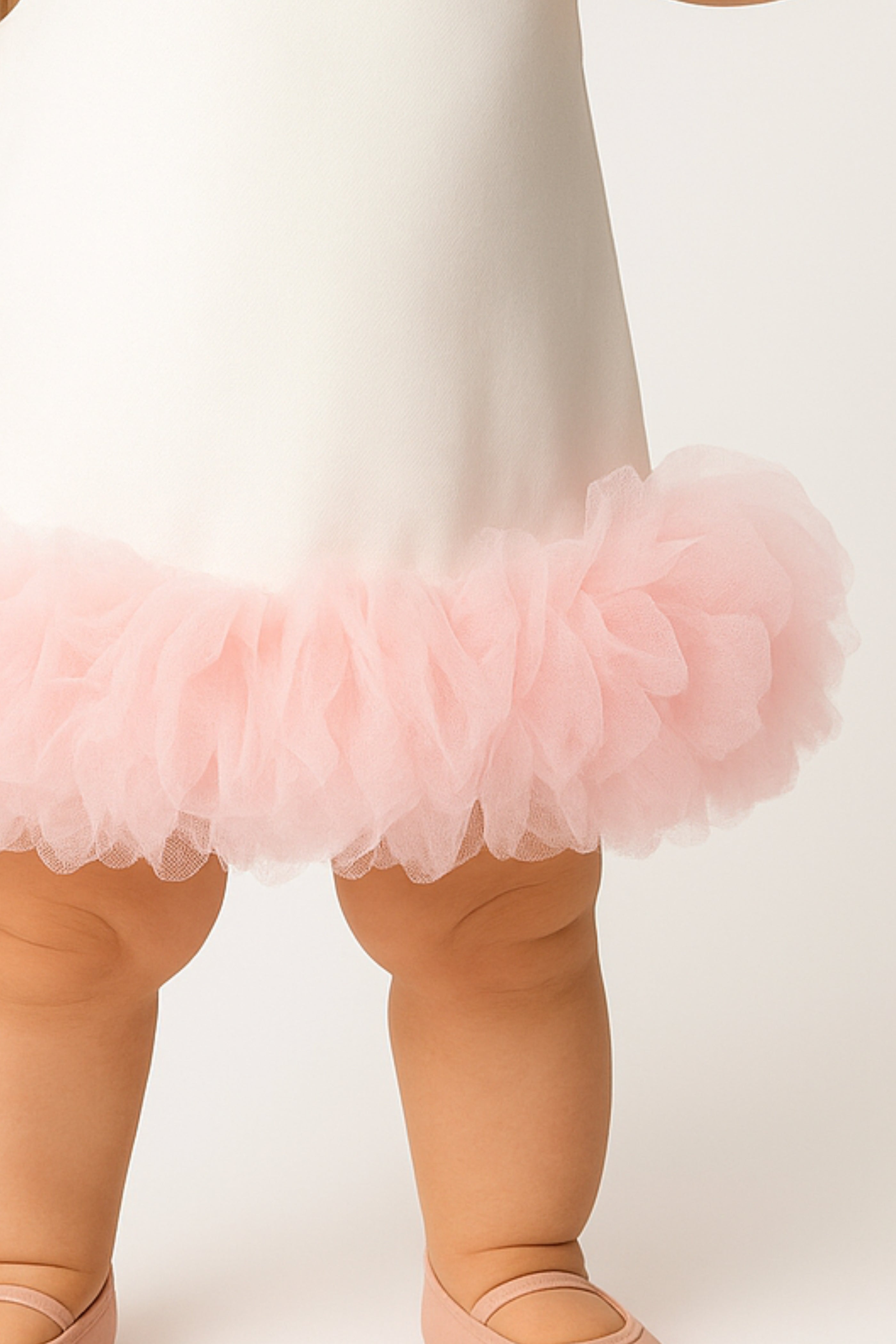 Abito Bianco Neonata Pom Pom Tulle