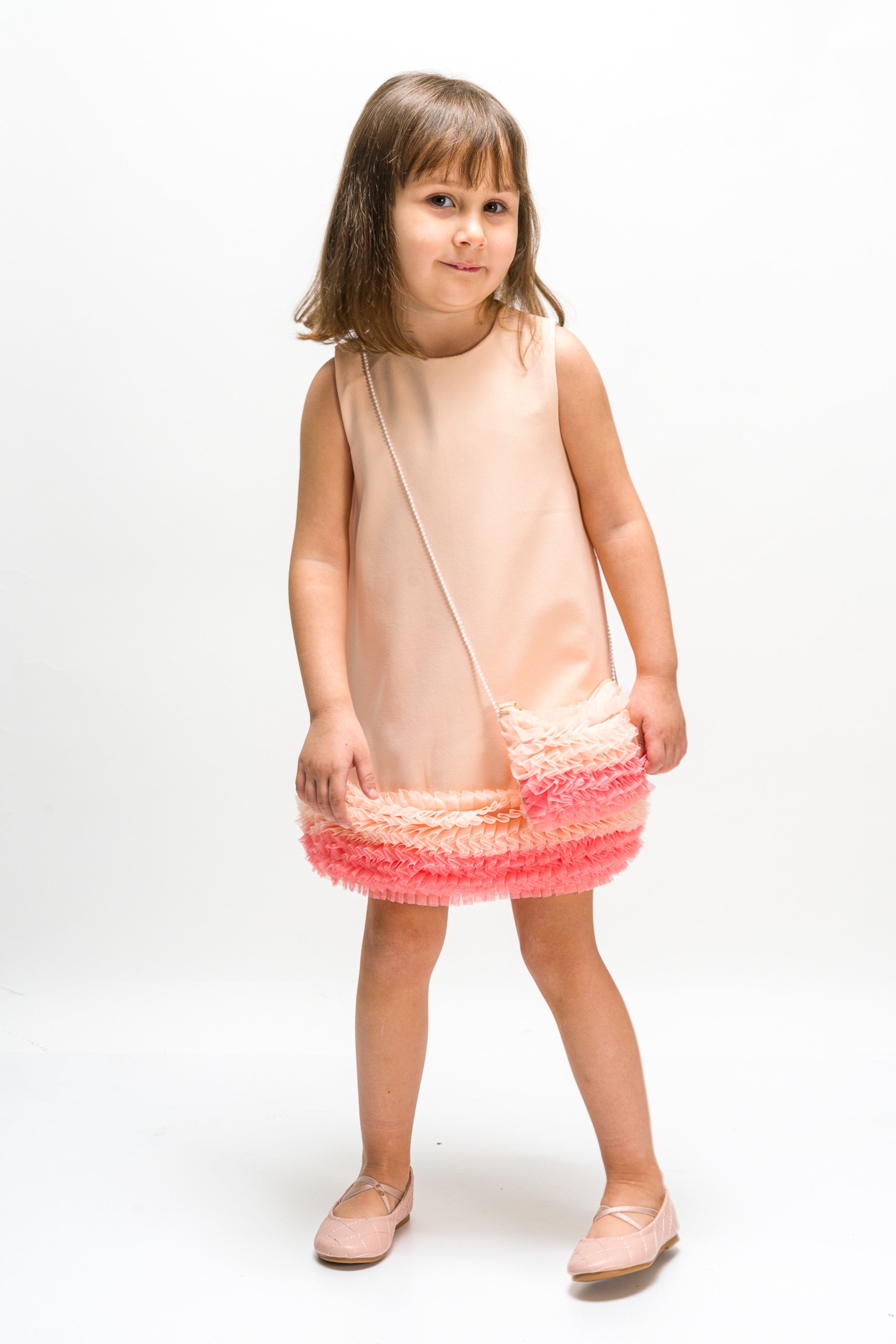 Abito Bambina Twist Pesca