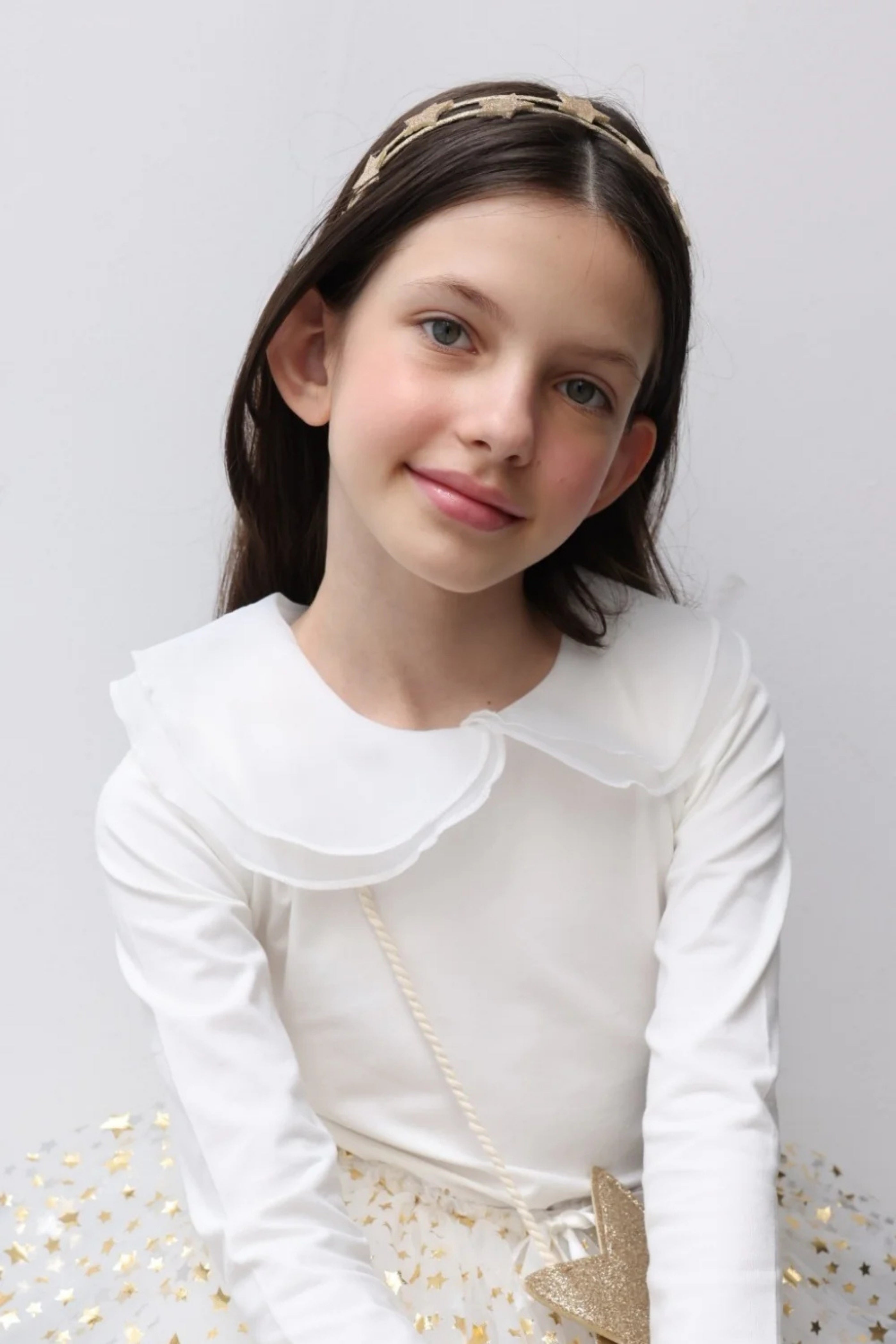 Maglia Bambina collo a cuore Bianco