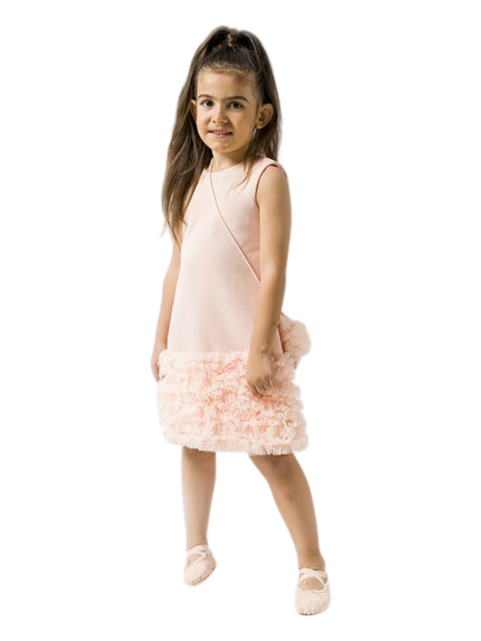 Abito Bambina Campana Chic '60 Pesca