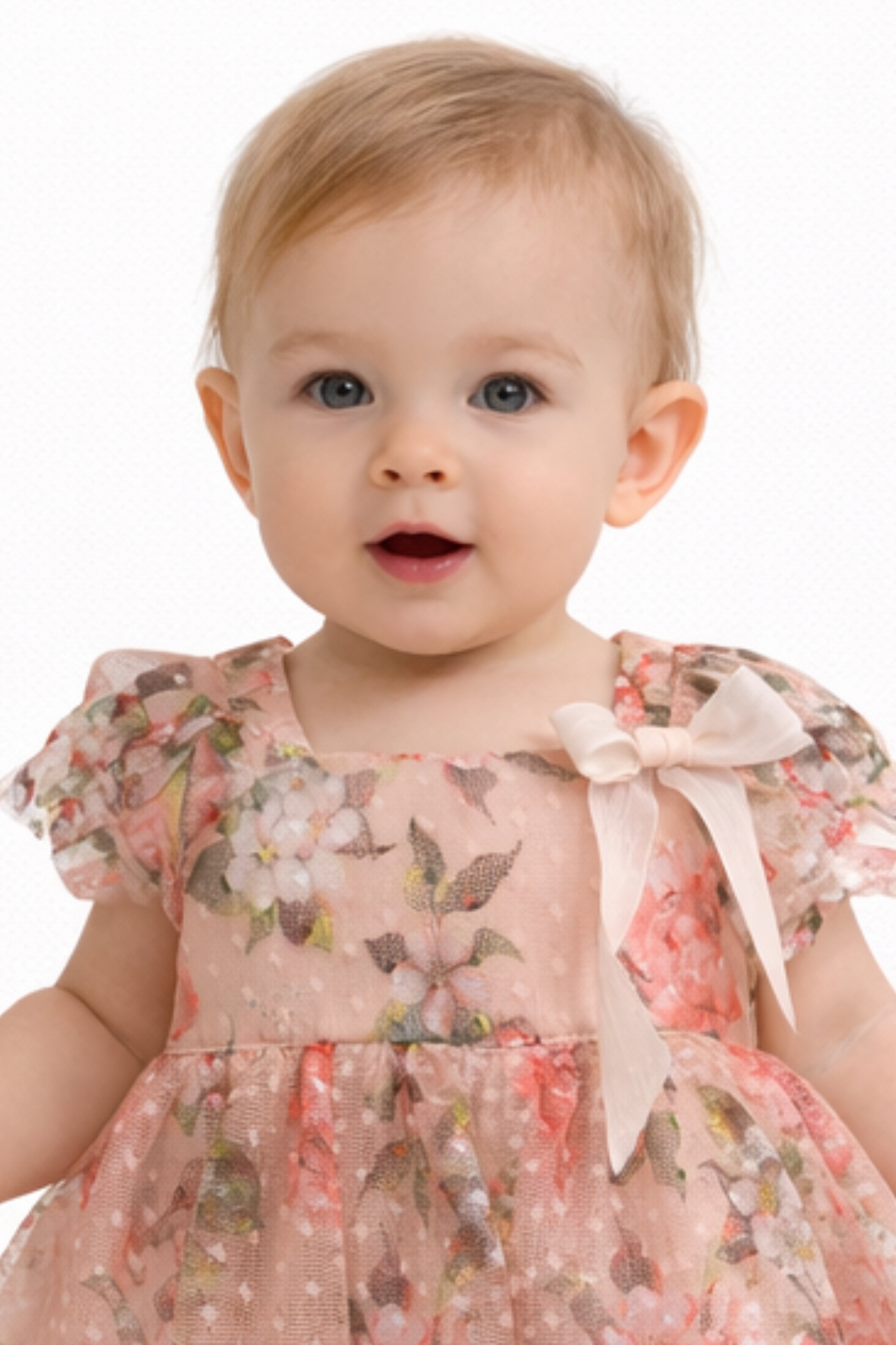Abito Neonata Fiori Pesca