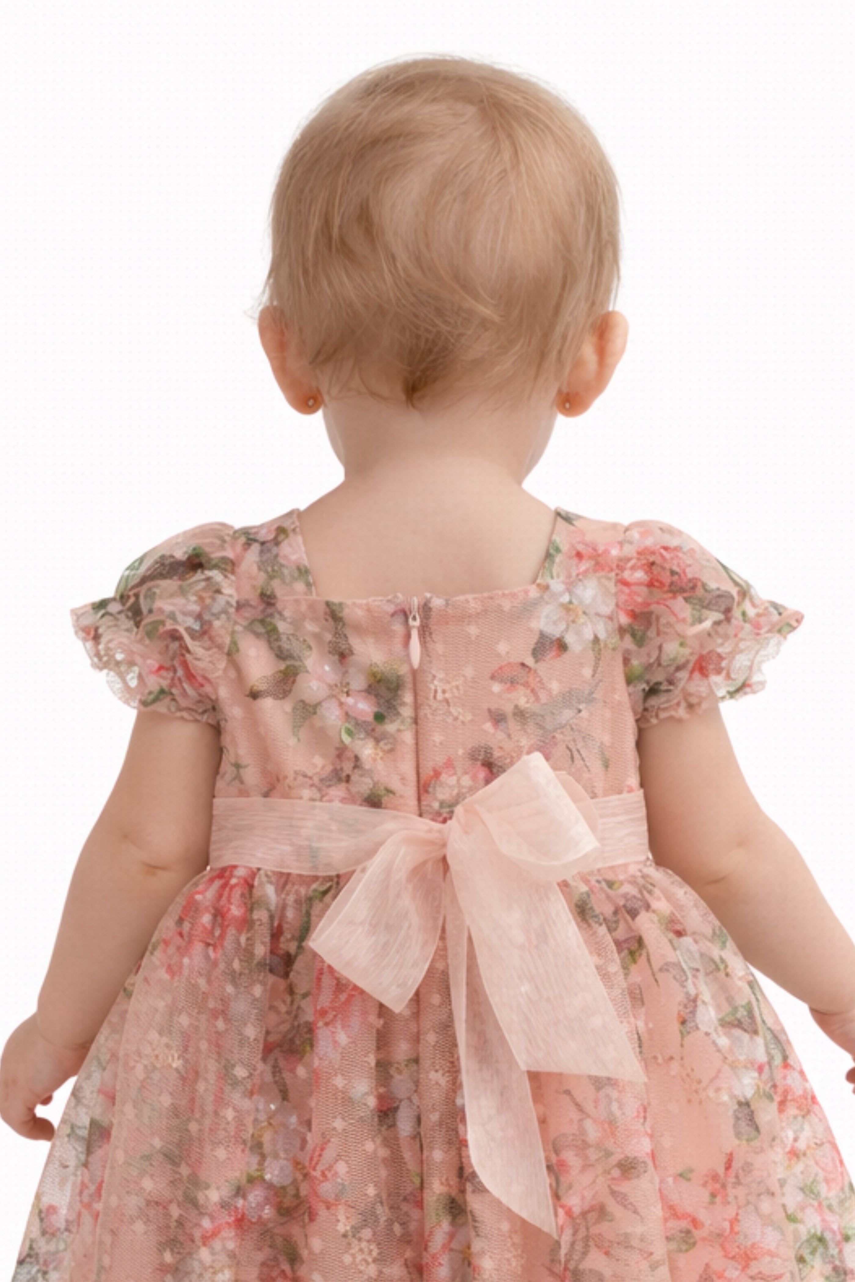 Abito Neonata Fiori Pesca