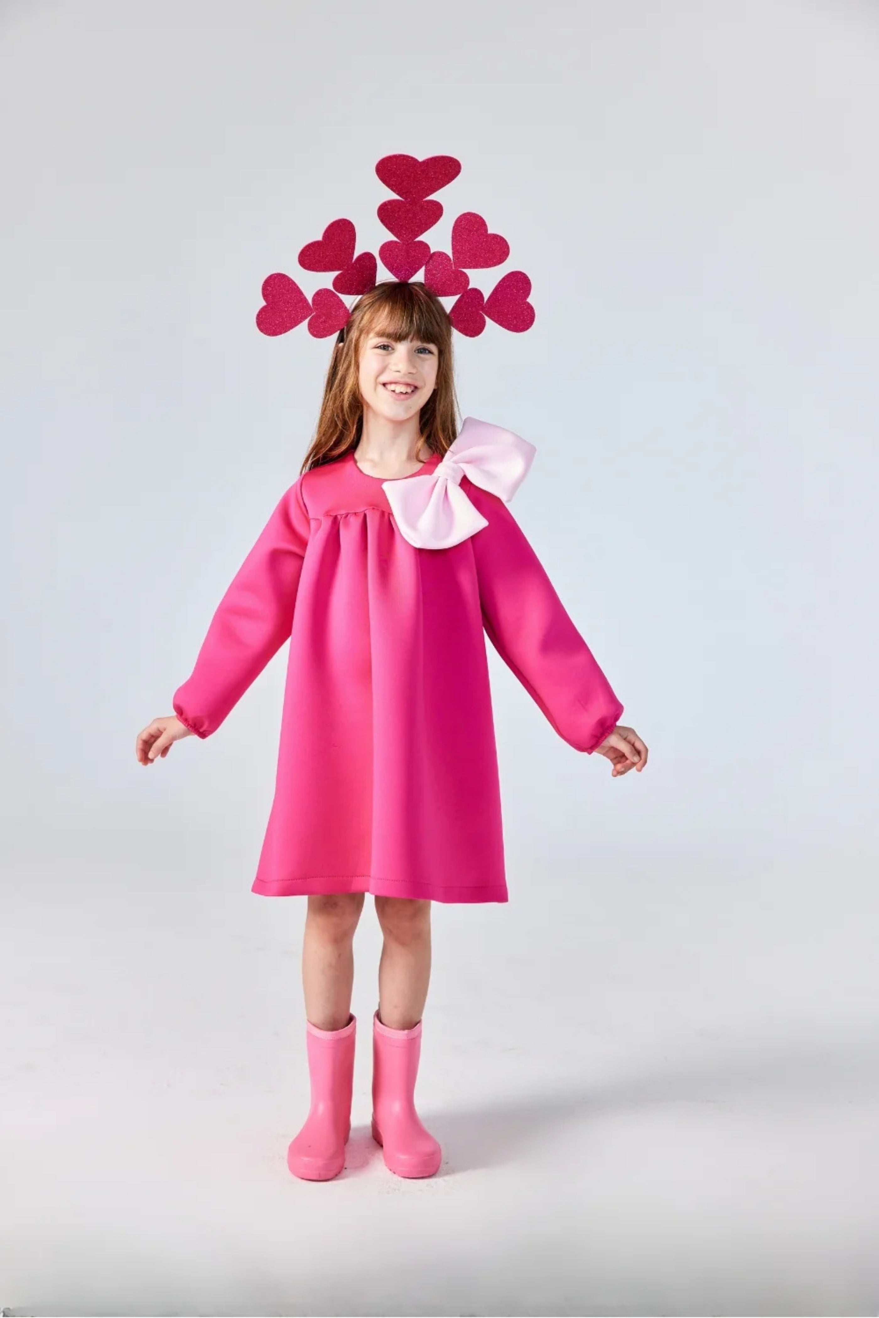 Abito Bambina Fiocco Fucsia