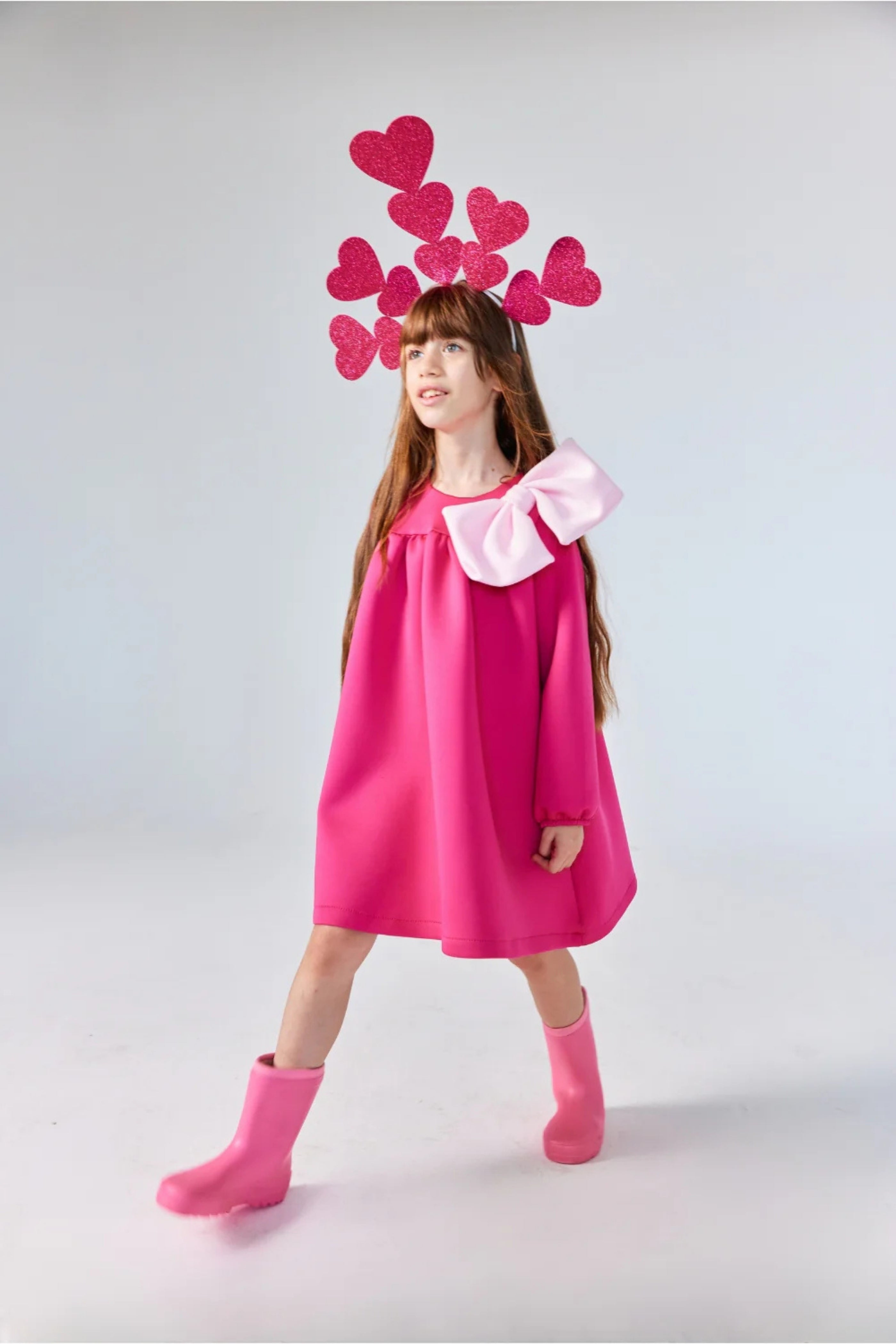 Abito Bambina Fiocco Fucsia
