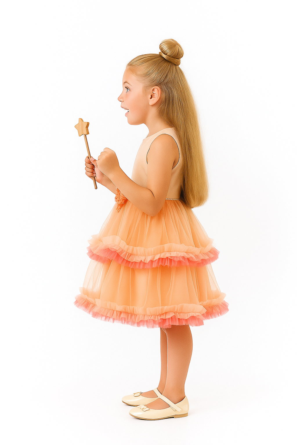 Abito Bambina Pesca Balze e Volume