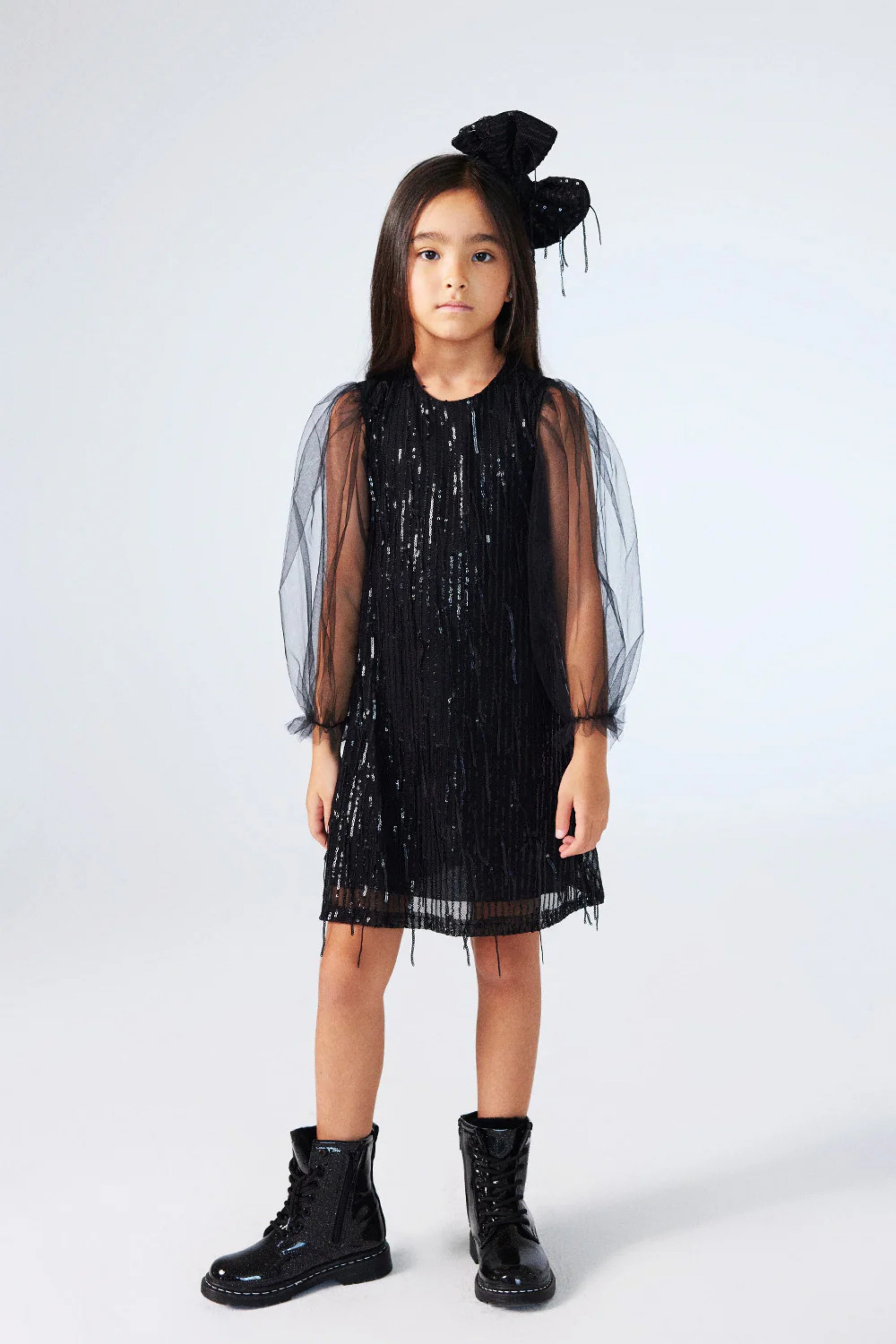 Abito Bambina Paillettes Nero