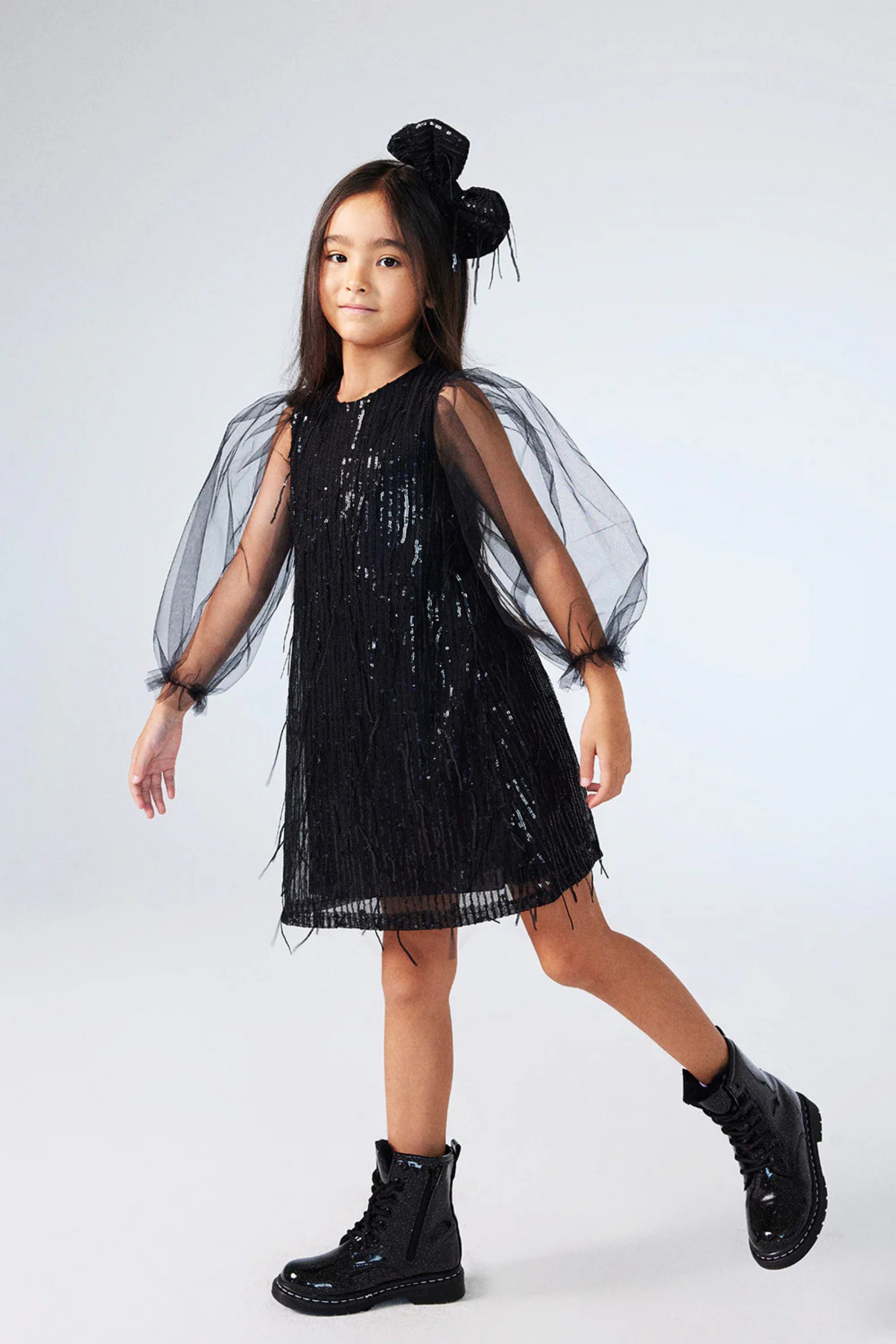 Abito Bambina Paillettes Nero