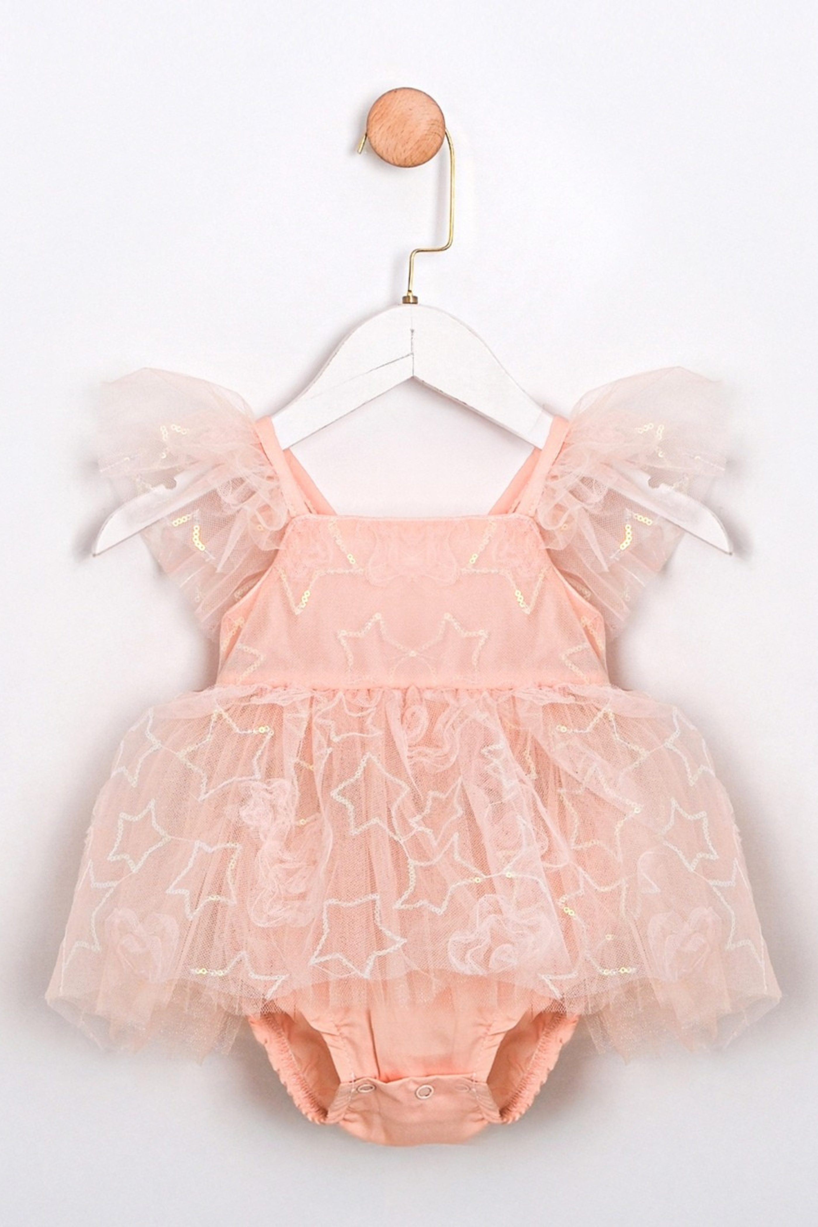 Abito Neonata Fatina Paillettes Pesca