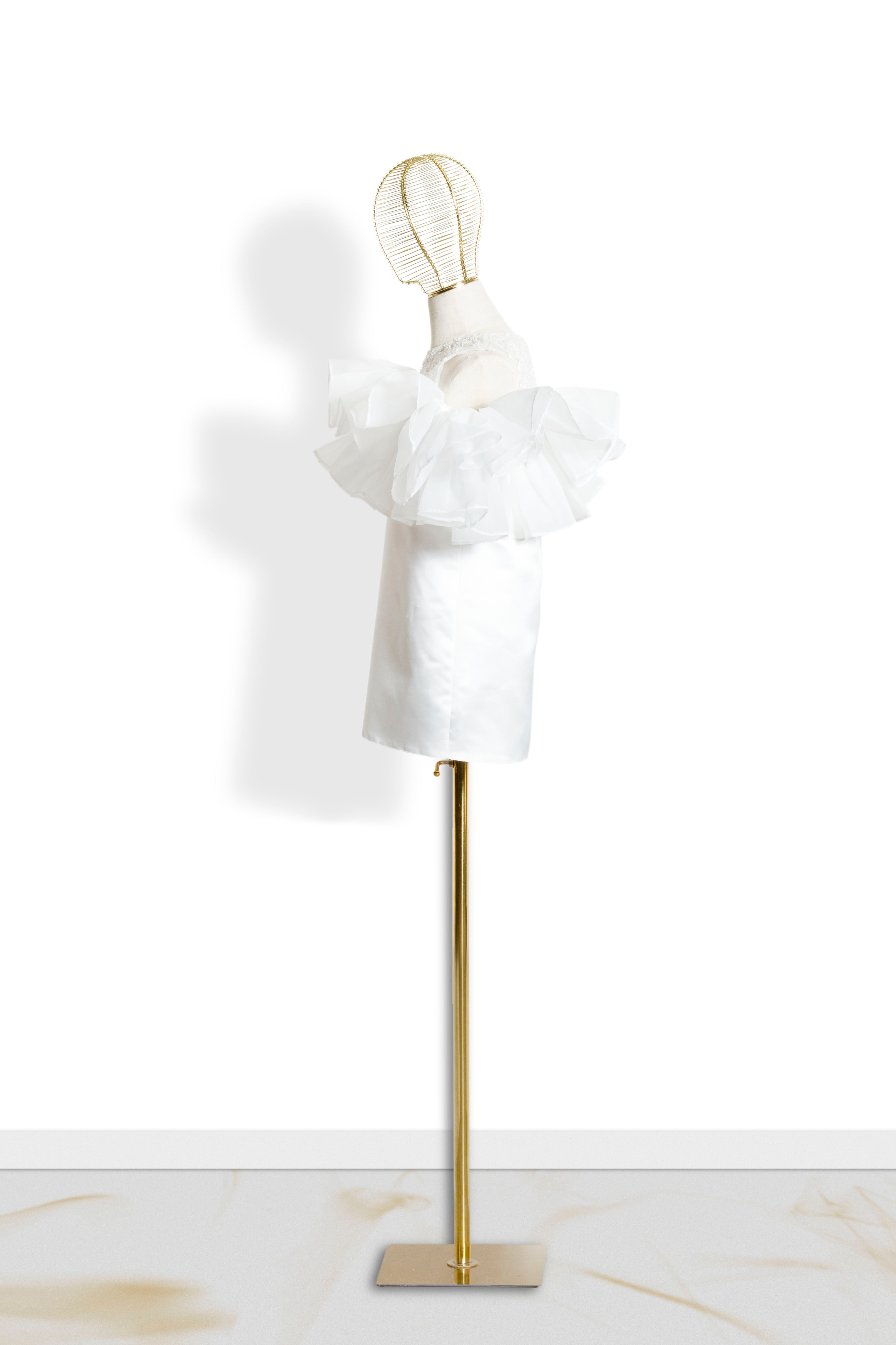Abito Bambina Bianco Volant Glamour '70