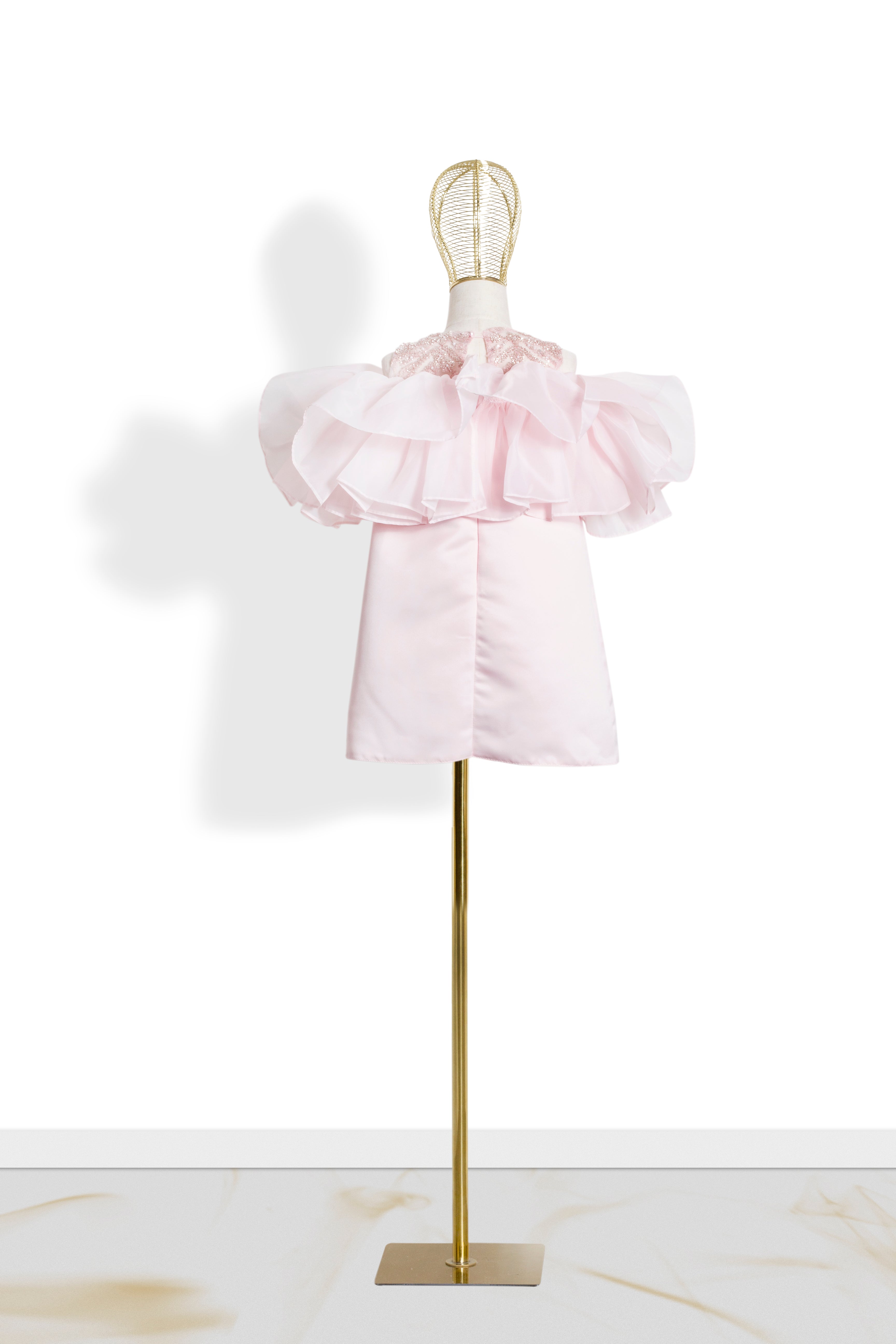 Abito Bambina Rosa Volant Glamour '70