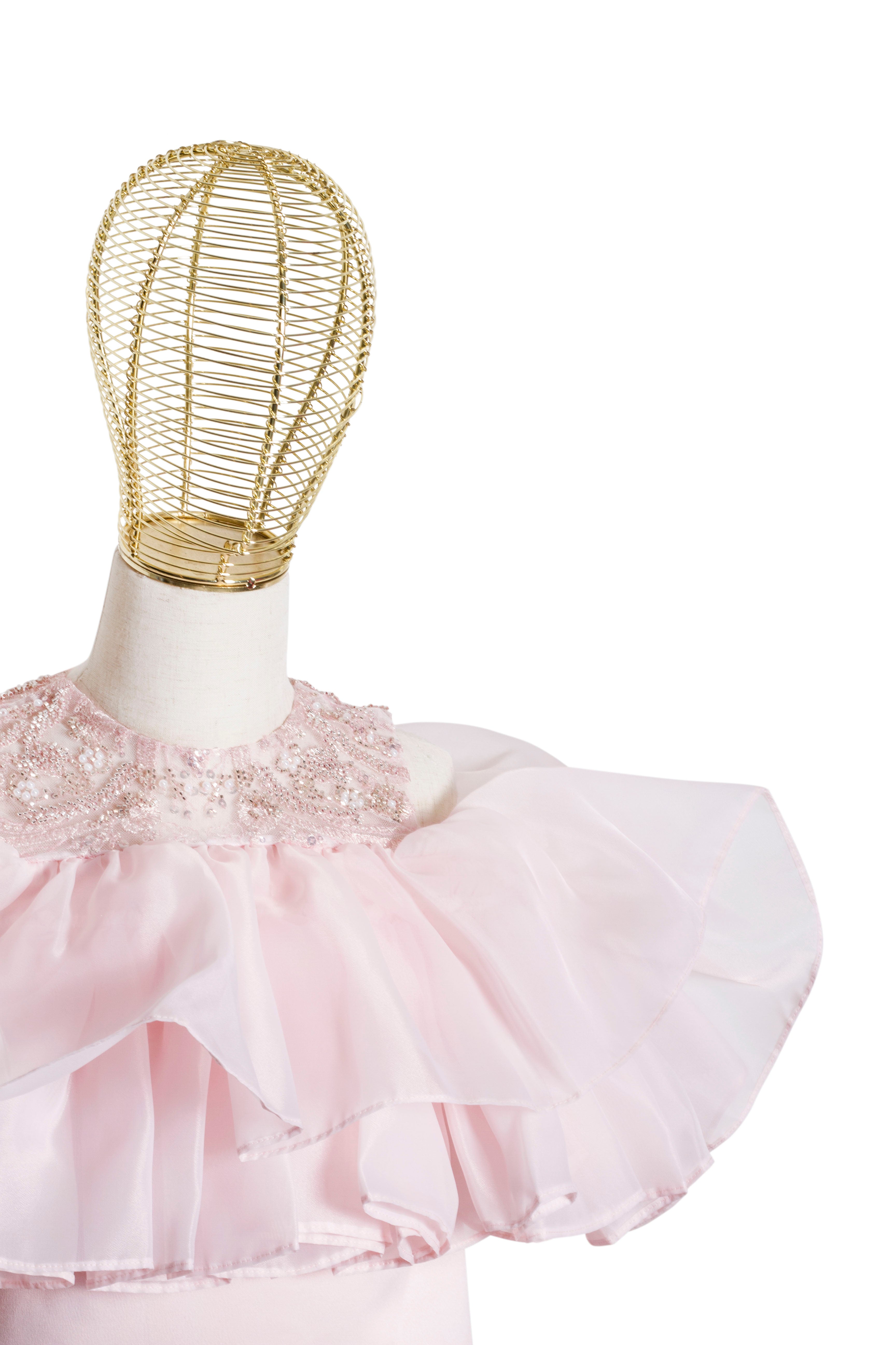 Abito Bambina Rosa Volant Glamour '70