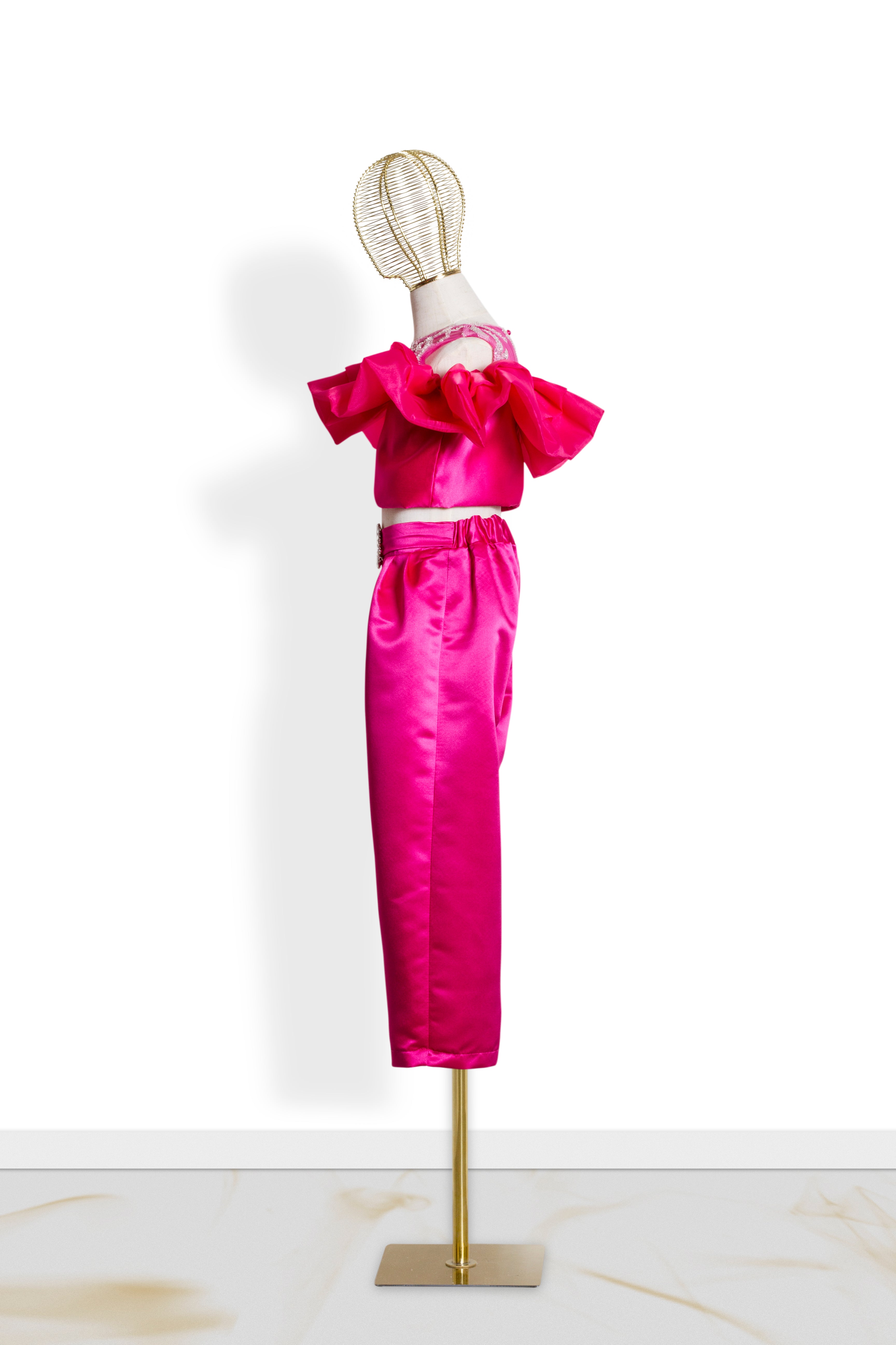 Coordinato Bambina Fucsia Volant Glamour '70