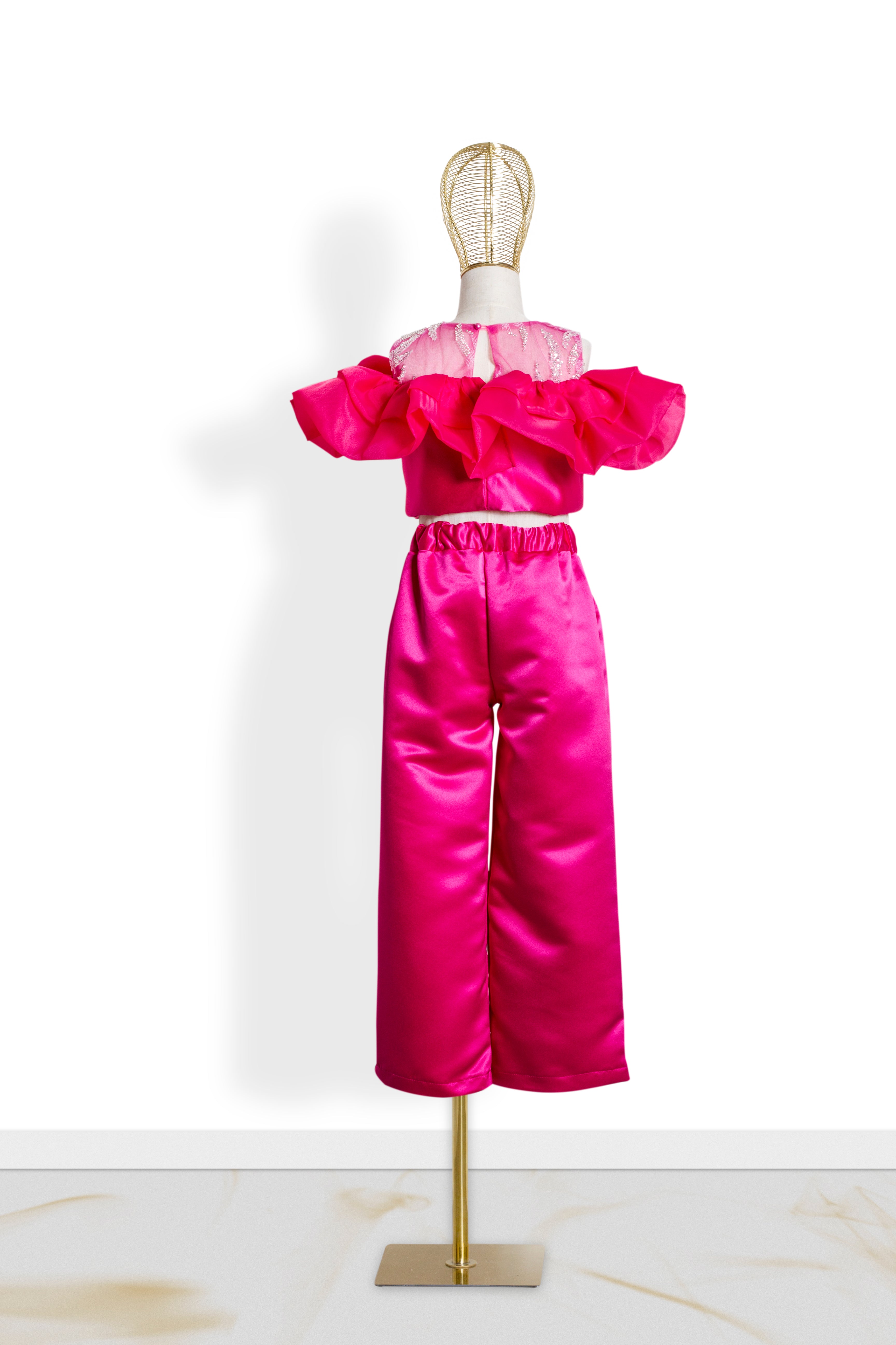 Coordinato Bambina Fucsia Volant Glamour '70