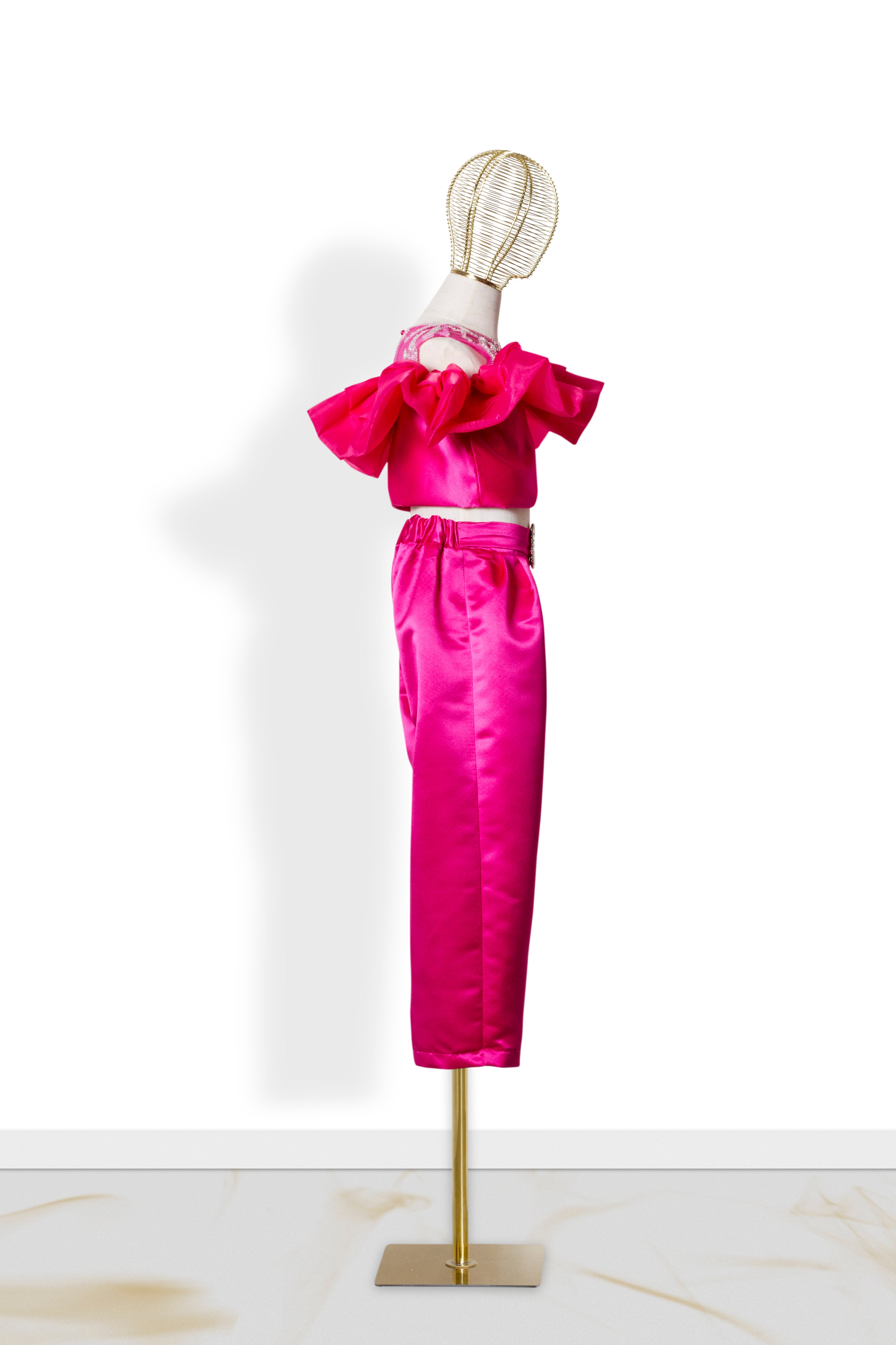Coordinato Bambina Fucsia Volant Glamour '70
