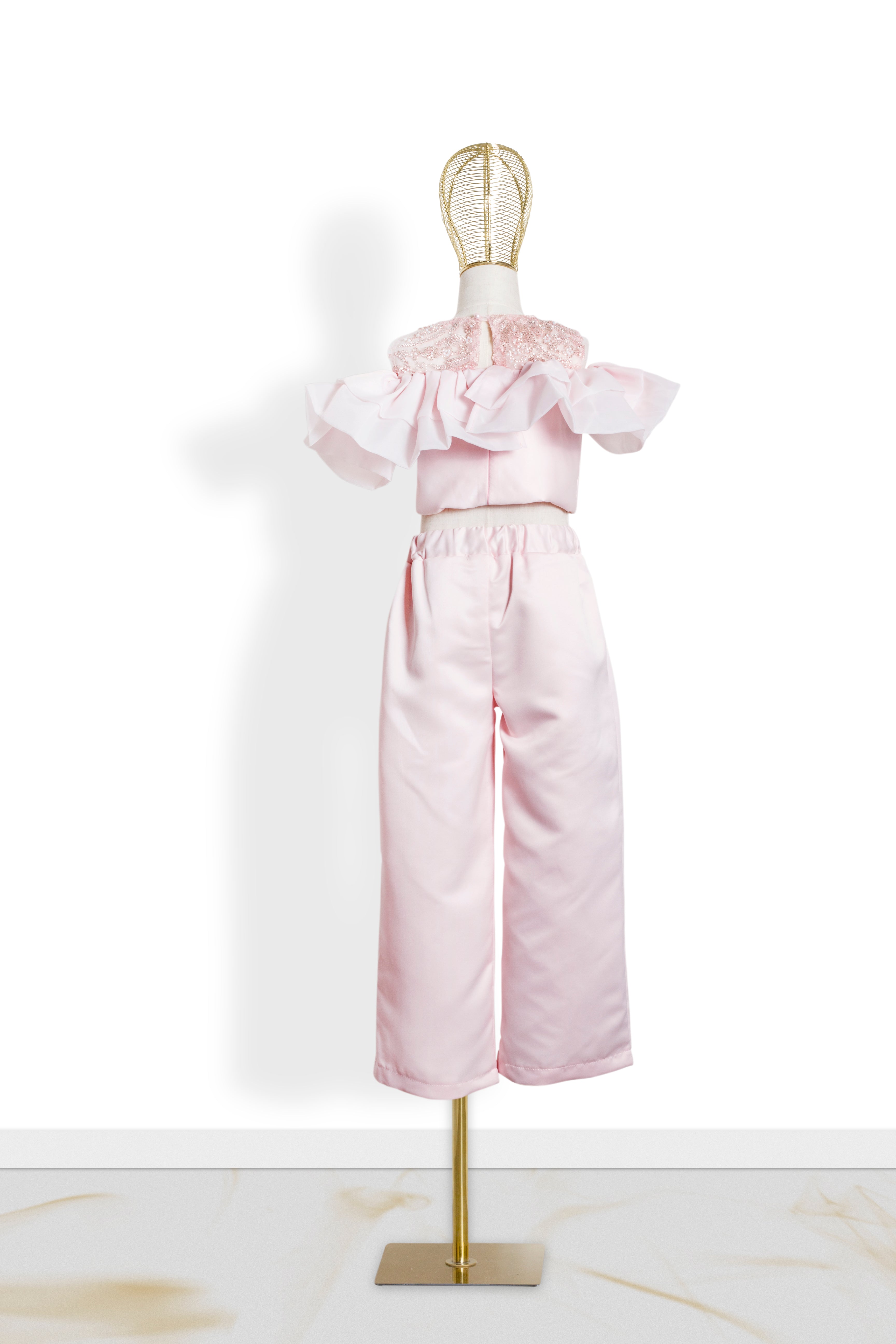 Coordinato Bambina Rosa Volant Glamour '70