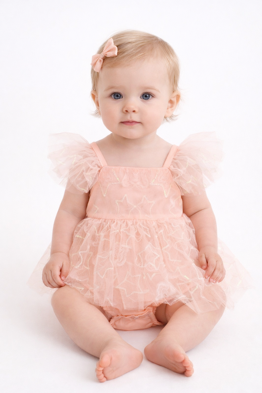 Abito Neonata Fatina Paillettes Pesca